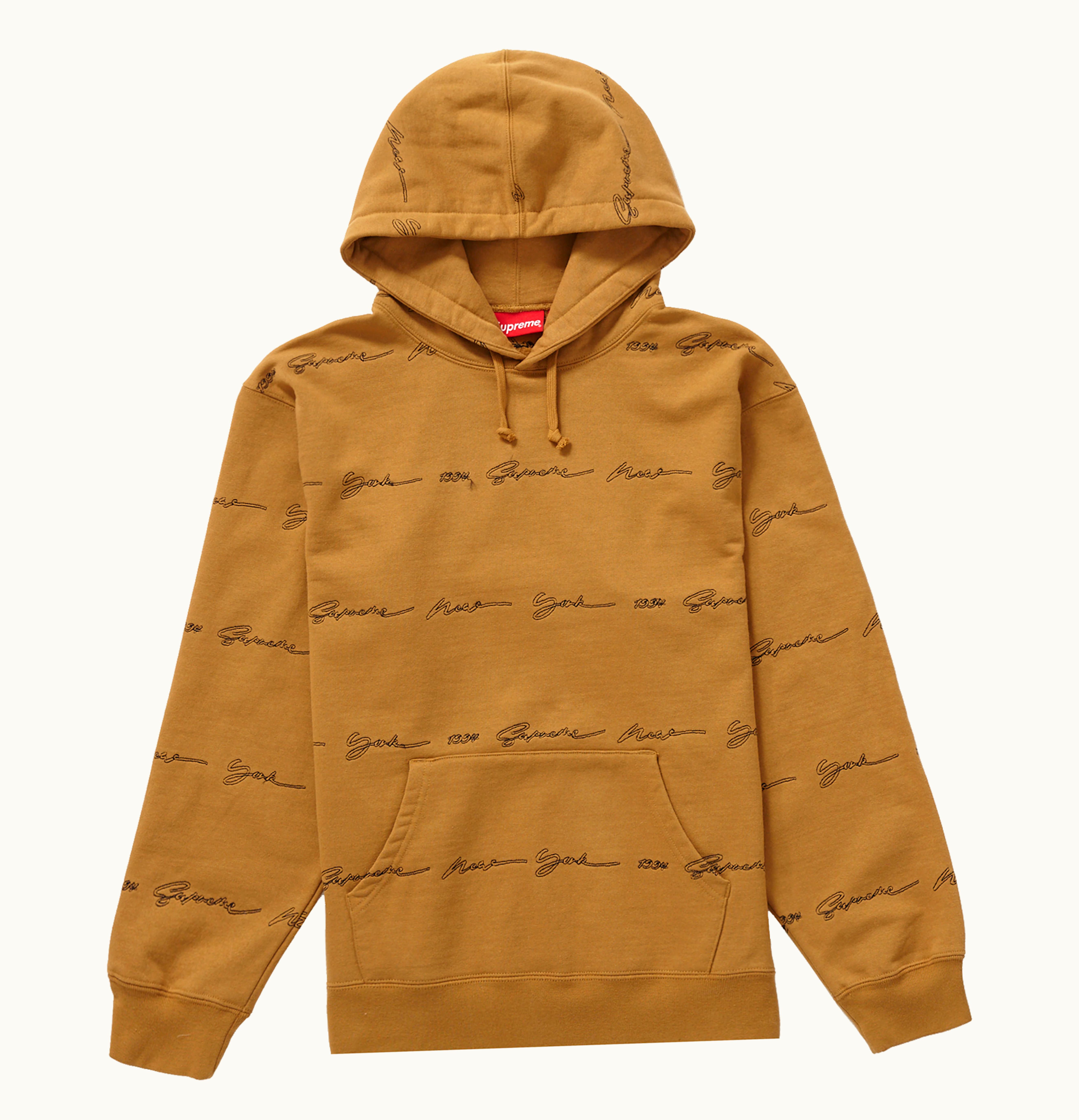 Supreme Supreme Script Stripe Hooded Sweatshirt Dark Mustard