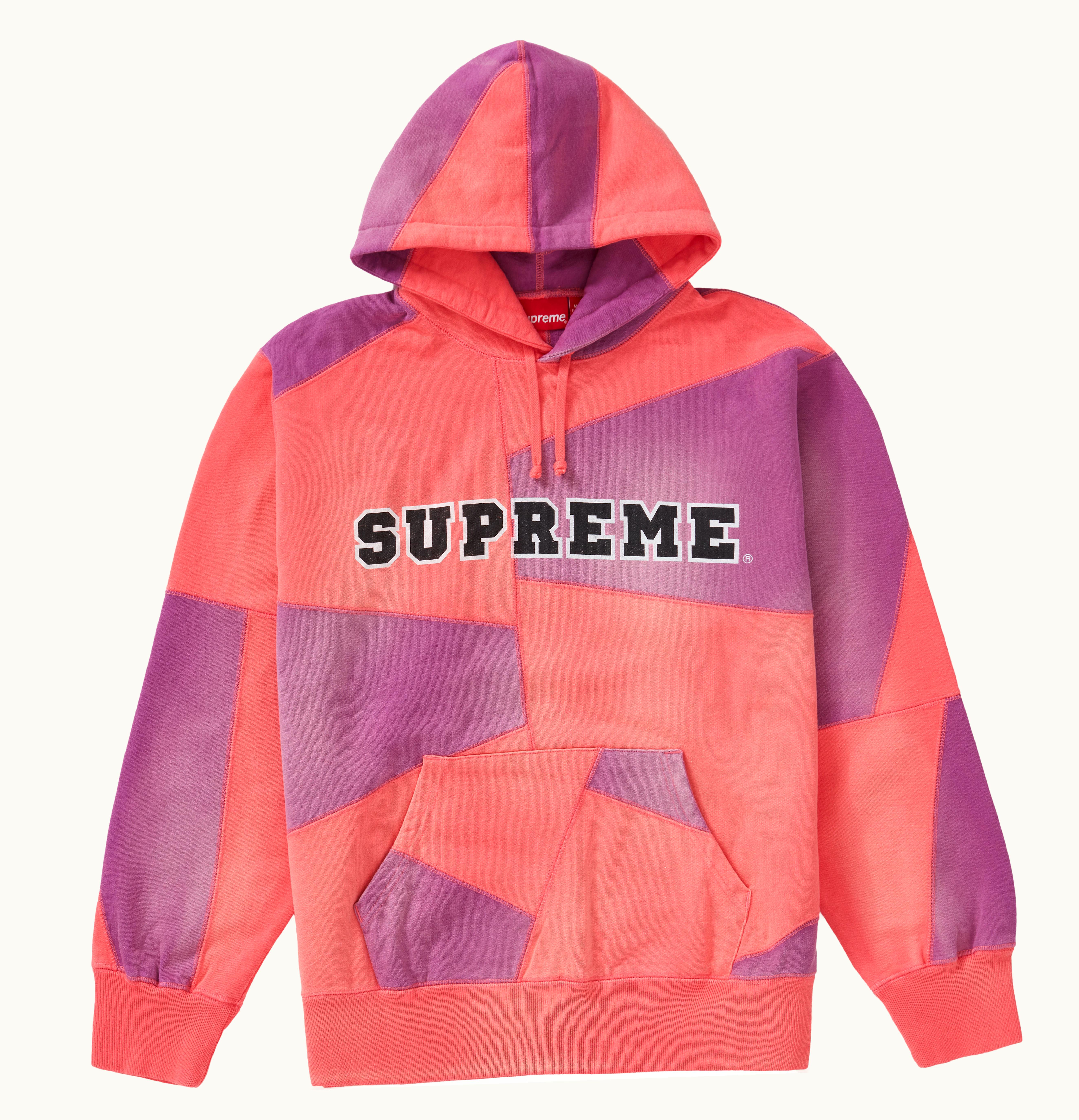 Supreme Supreme Patchwork Hooded Sweatshirt Bright Coral