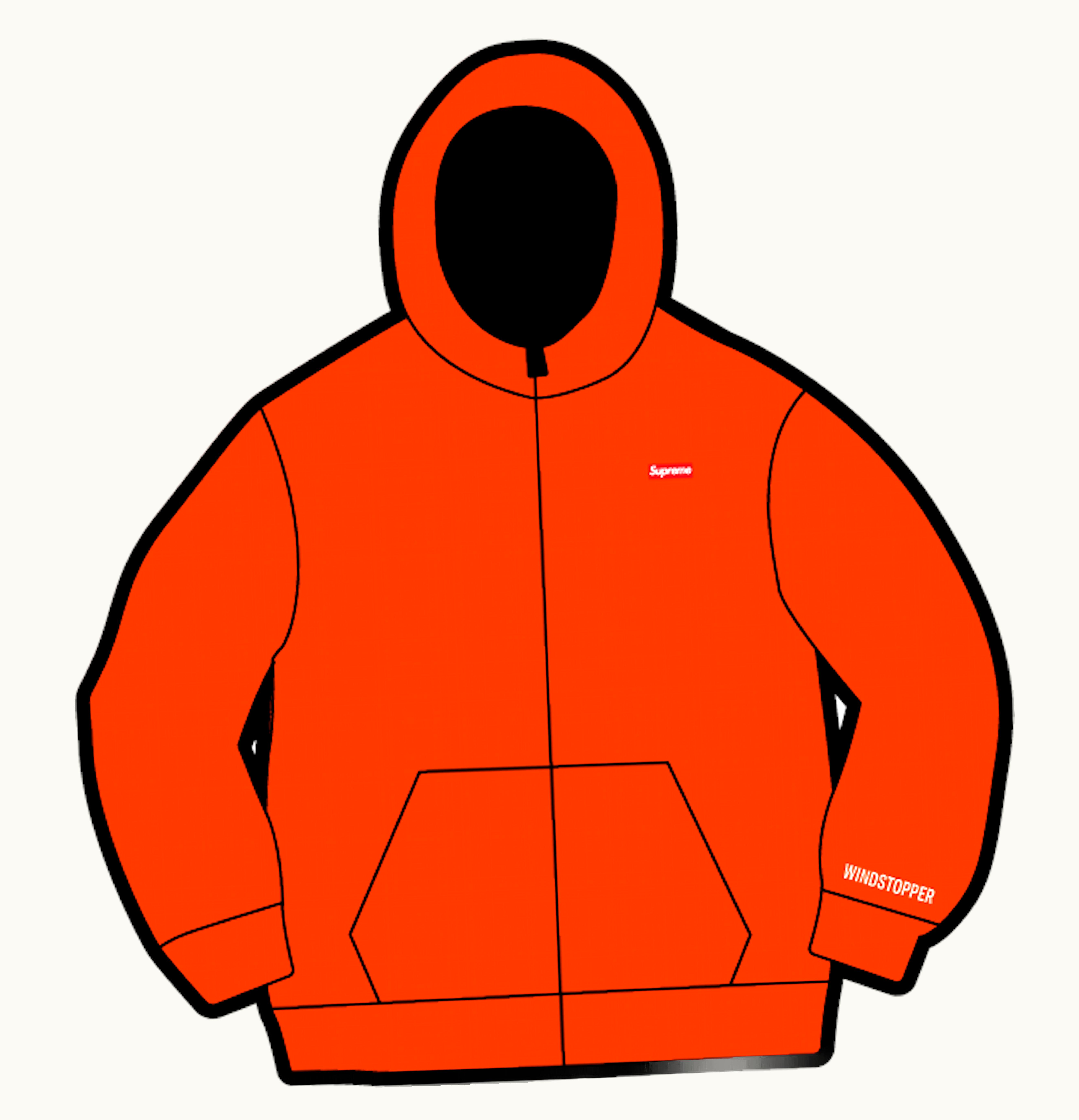 Supreme Supreme WINDSTOPPER Zip Up Hooded Sweatshirt Orange