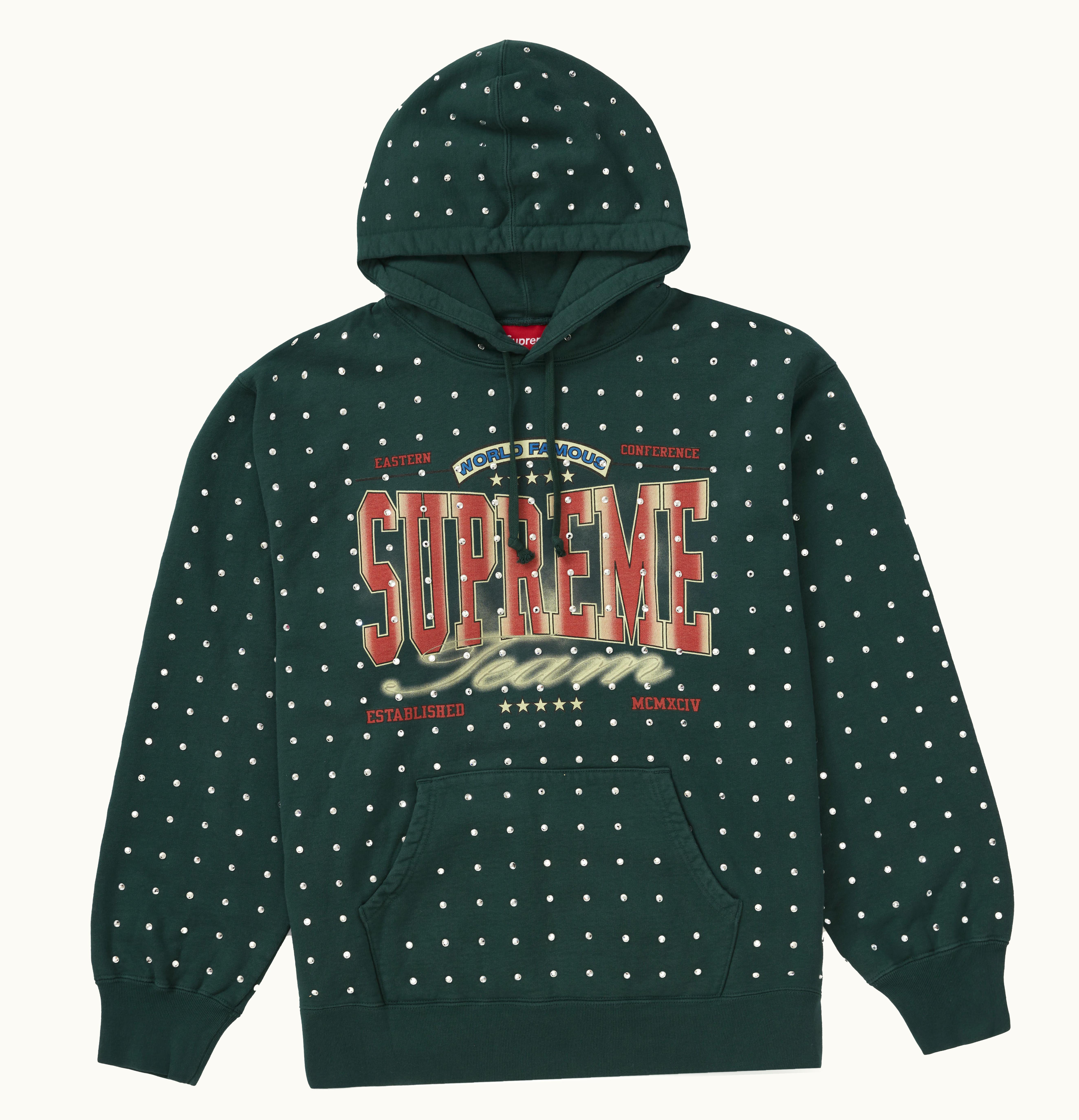 Supreme Supreme Rhinestone Hooded Sweatshirt Dark Green