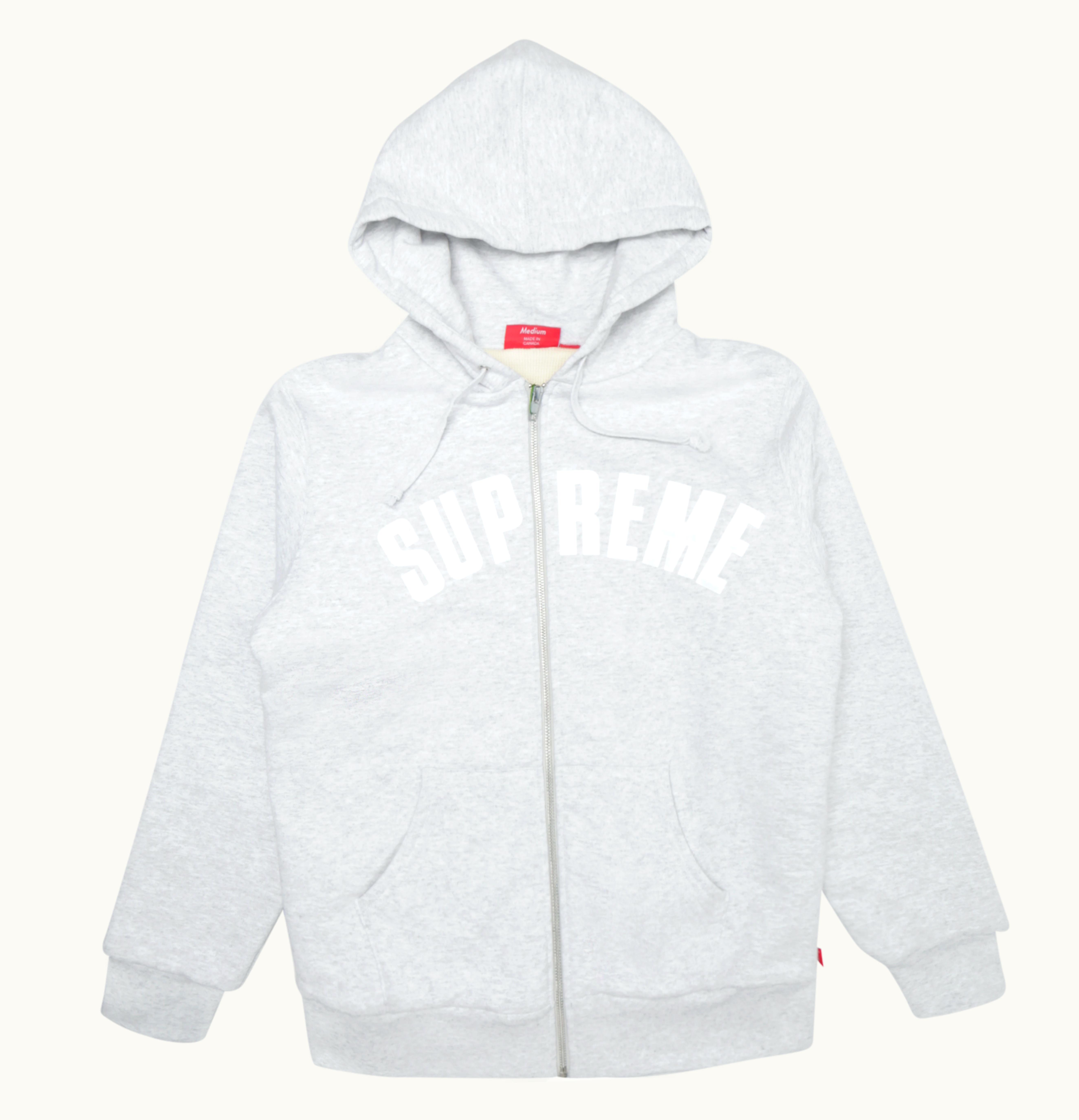 Supreme Supreme Arc Logo Thermal Zip Up Sweatshirt Ash Grey