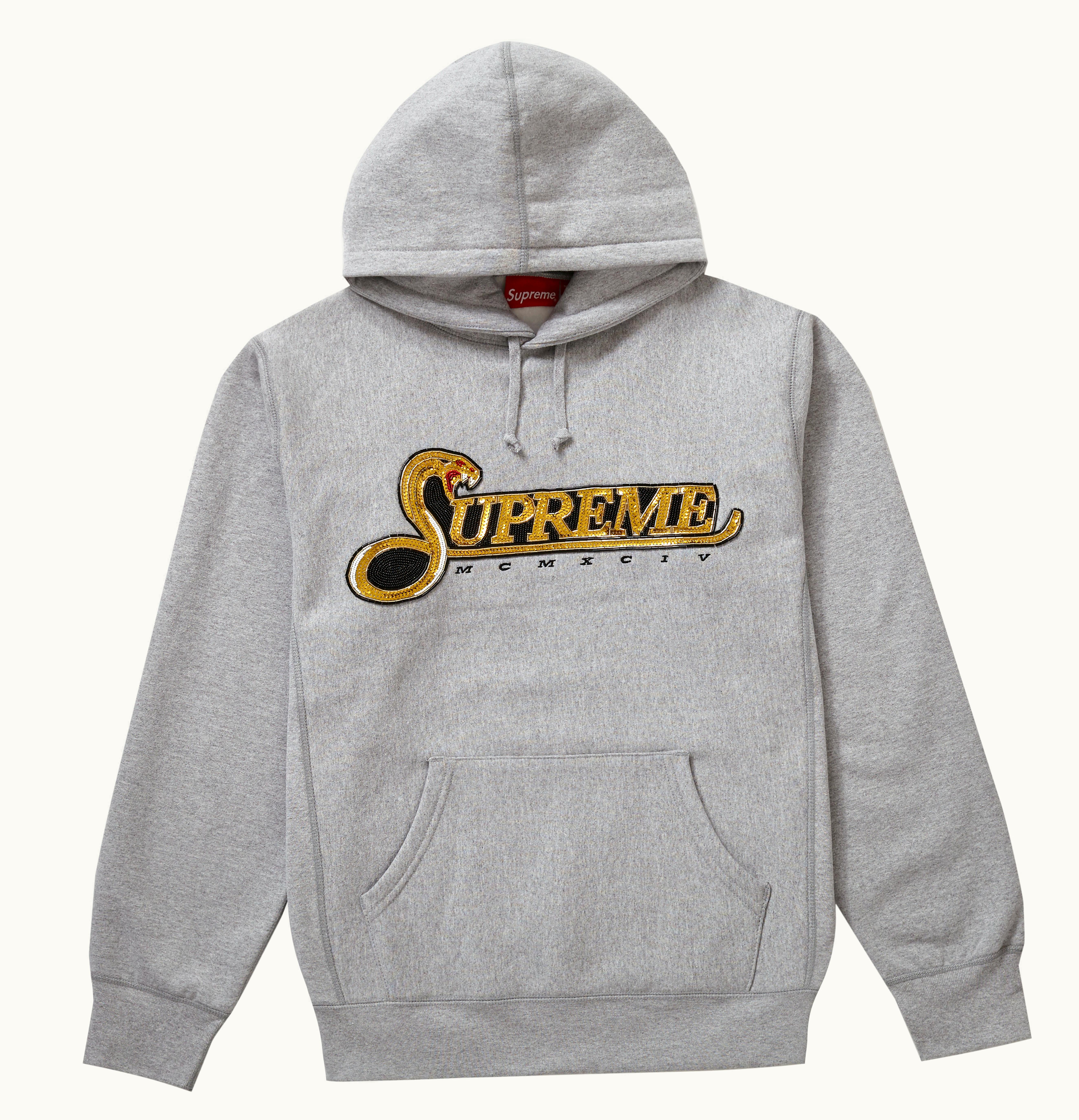 Supreme Supreme Sequin Viper Hooded Sweatshirt Heather Grey