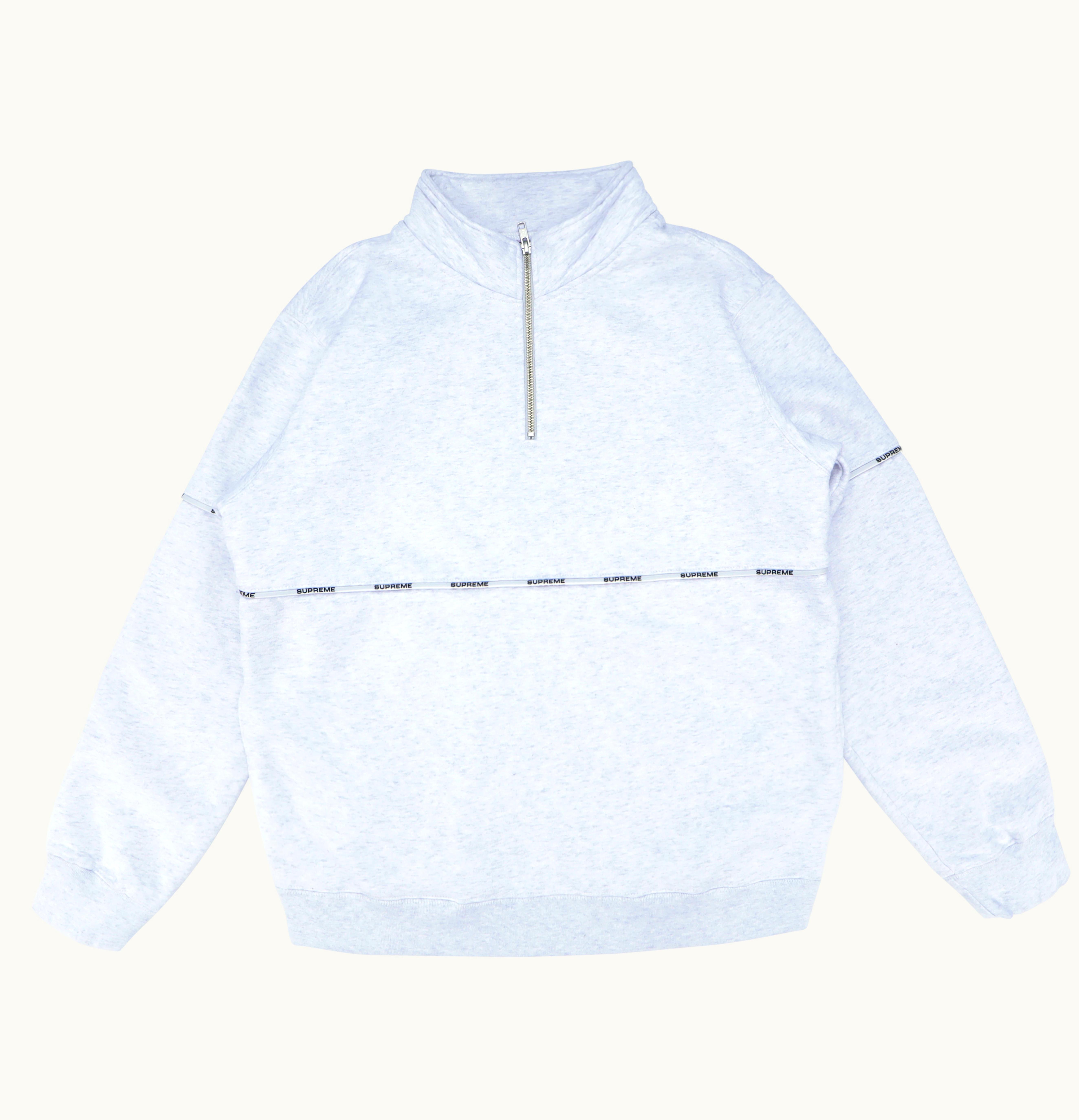 Supreme Supreme Logo Piping Half Zip Sweatshirt Ash Grey