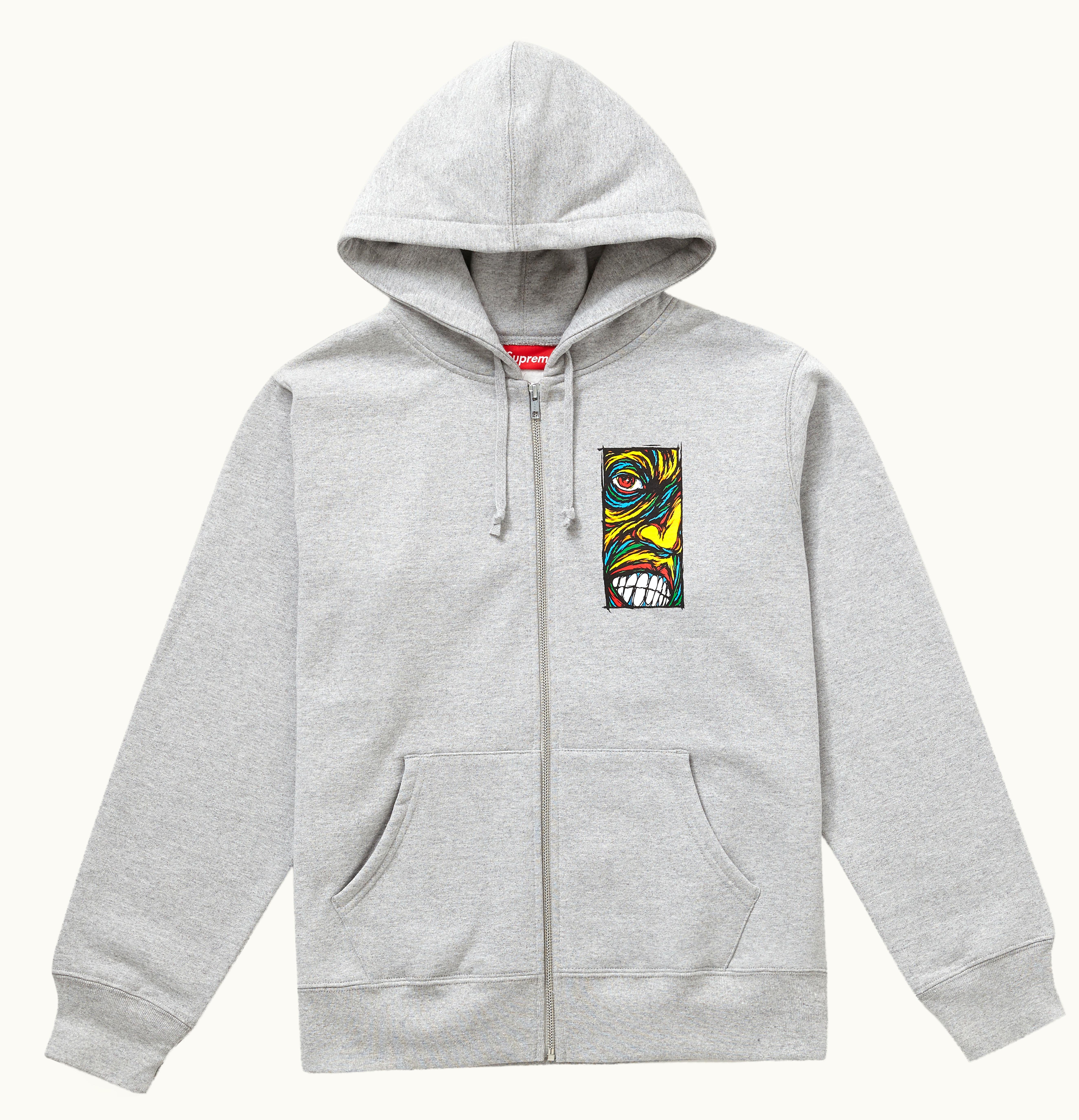 Supreme Supreme Disturbed Zip Up Hooded Sweatshirt Heather Grey
