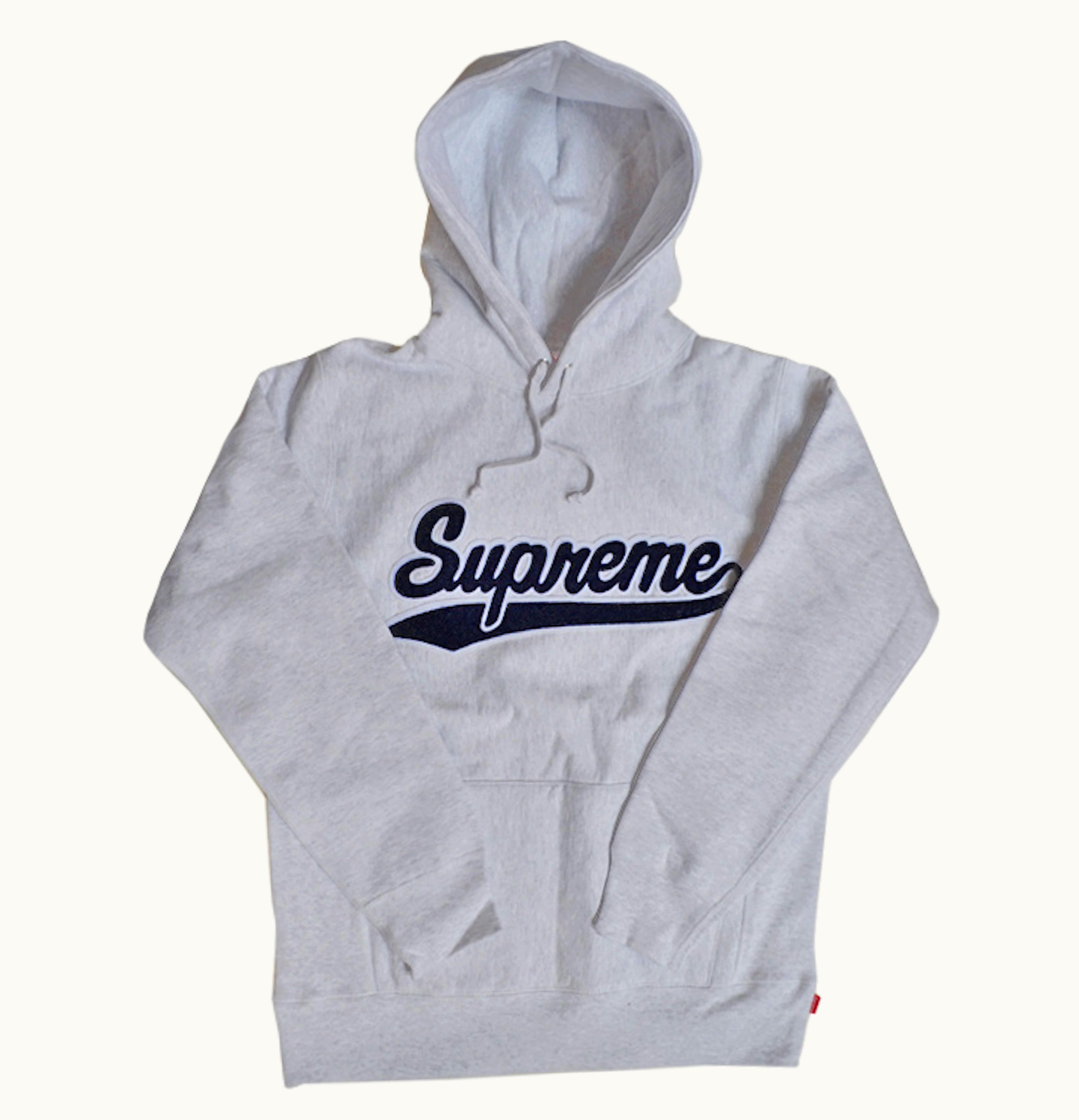 Supreme Supreme Chenille Script Hooded Sweatshirt Ash Grey