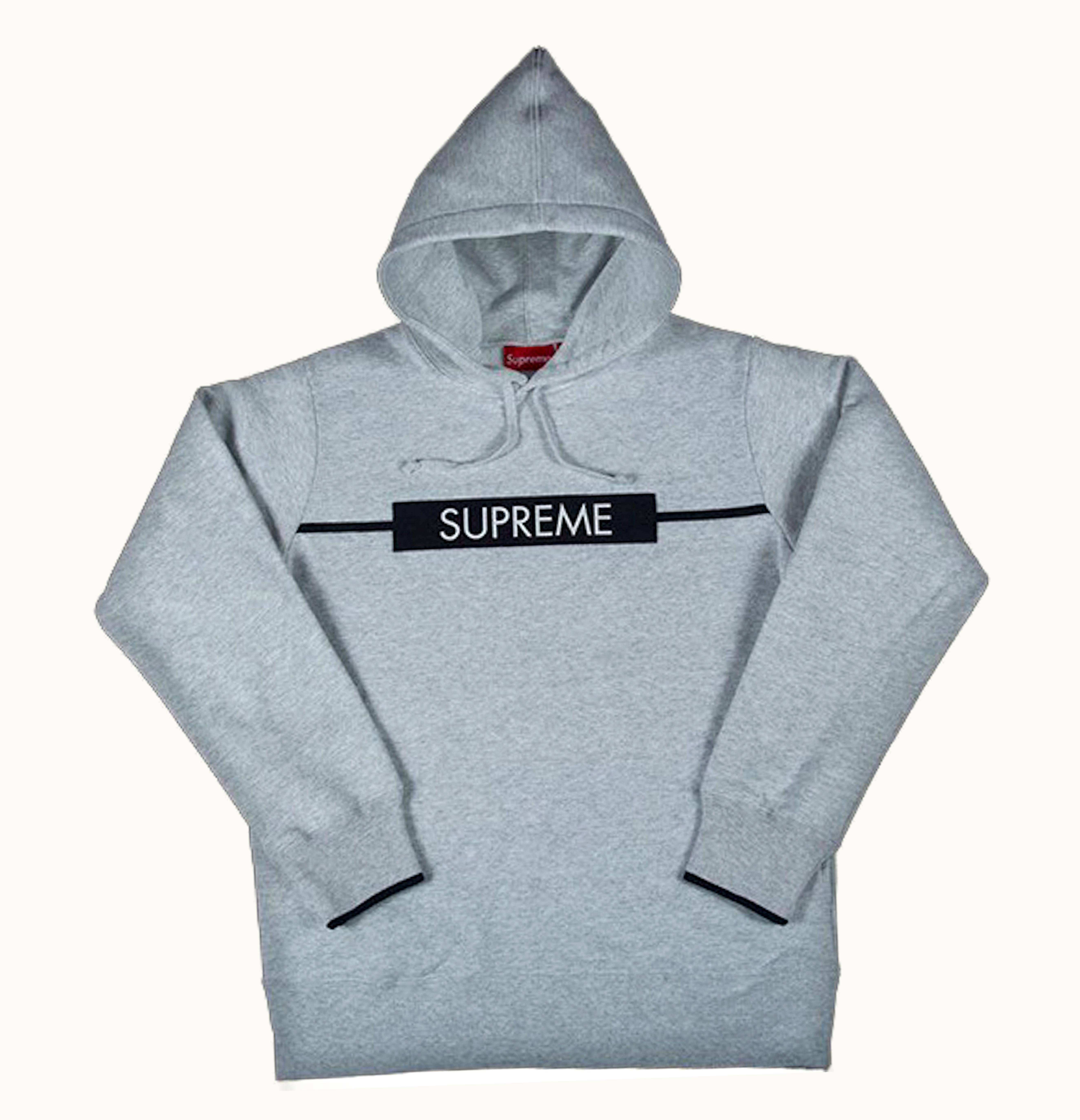 Supreme Supreme Chest Twill Tape Hooded Sweatshirt Grey