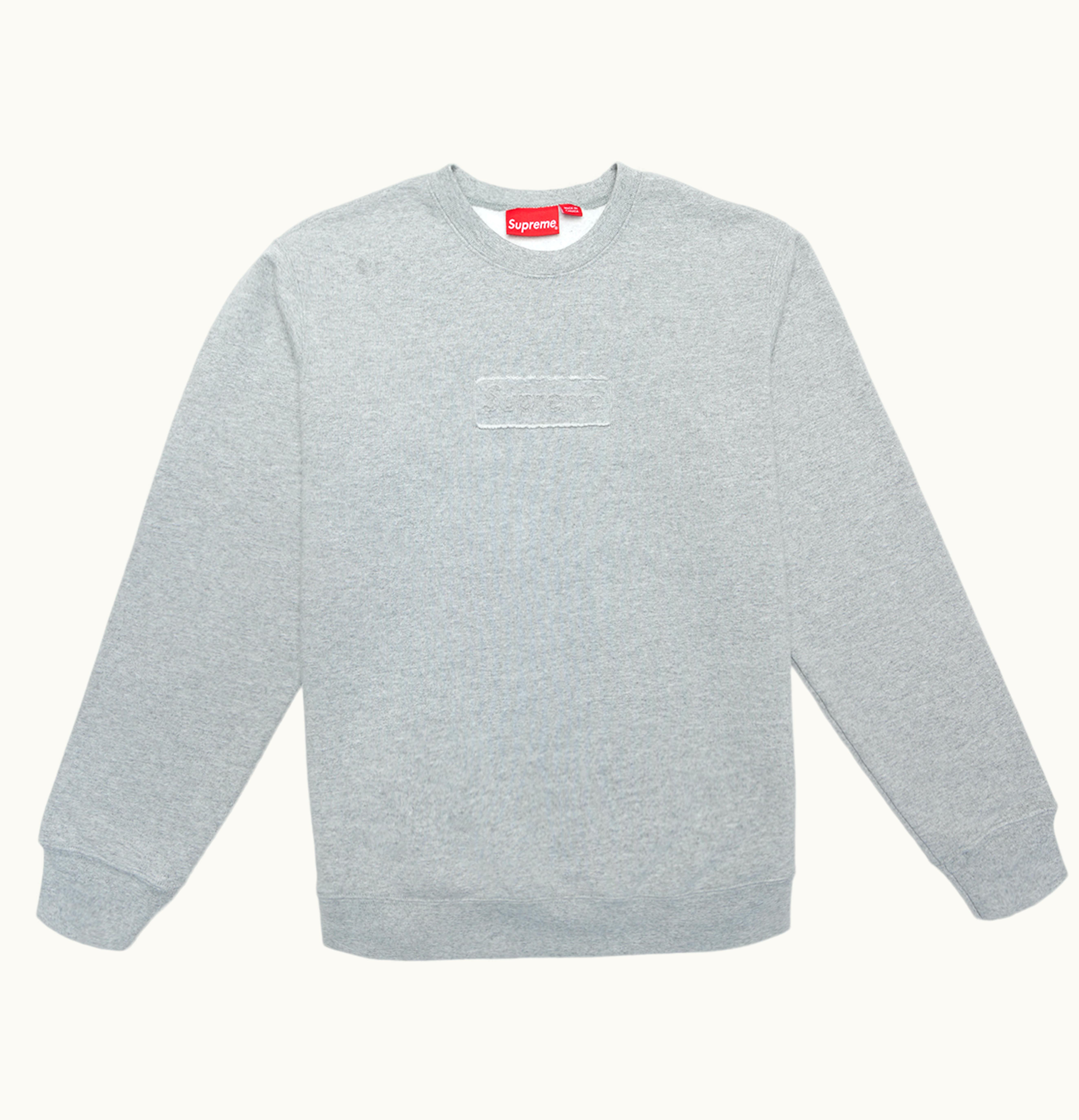 Supreme Supreme Cutout Logo Crewneck Heather Grey