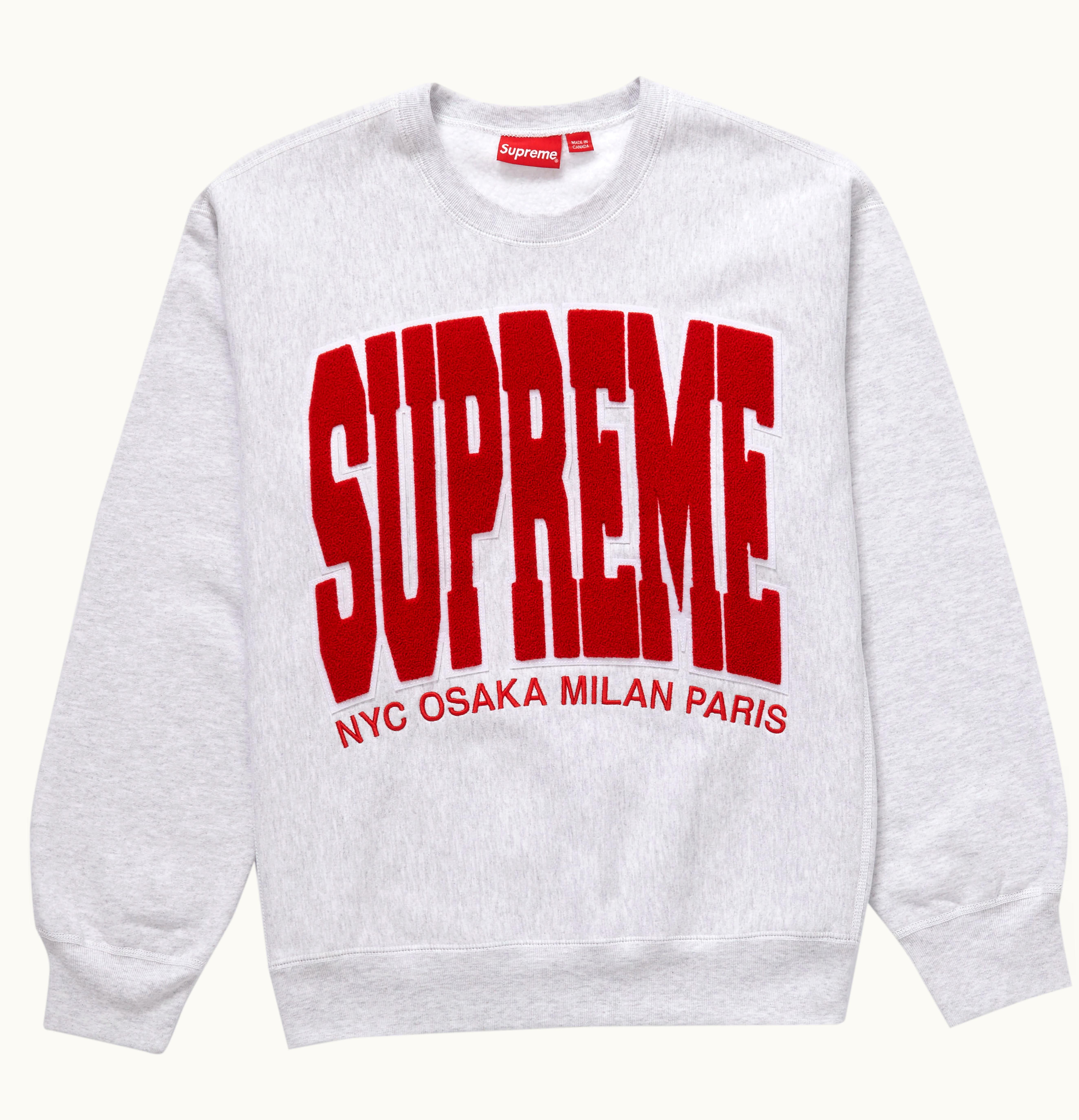 Supreme Supreme Cities Arc Crewneck Ash Grey