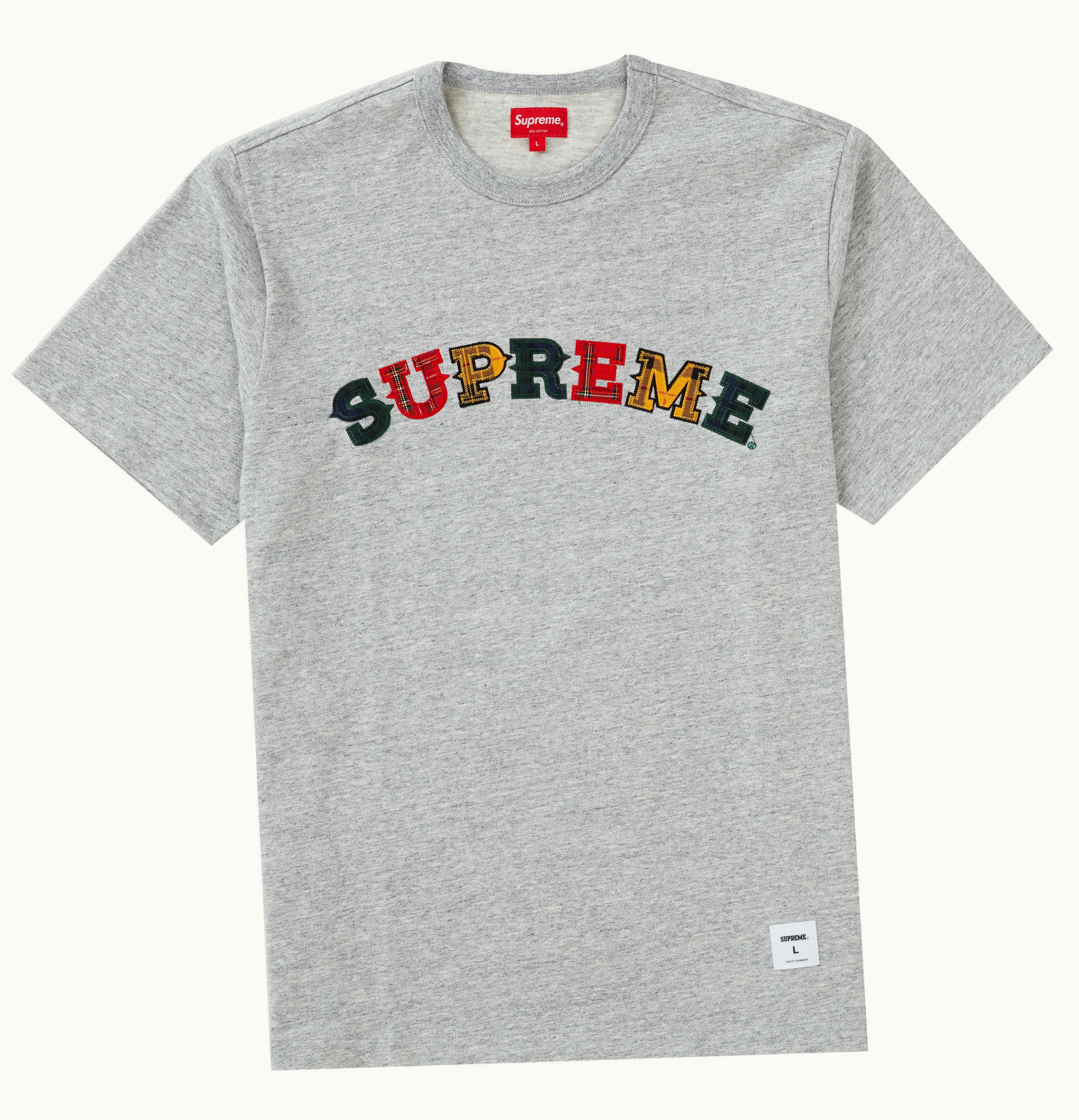 Supreme Supreme Plaid Appliqu S S Top Heather Grey