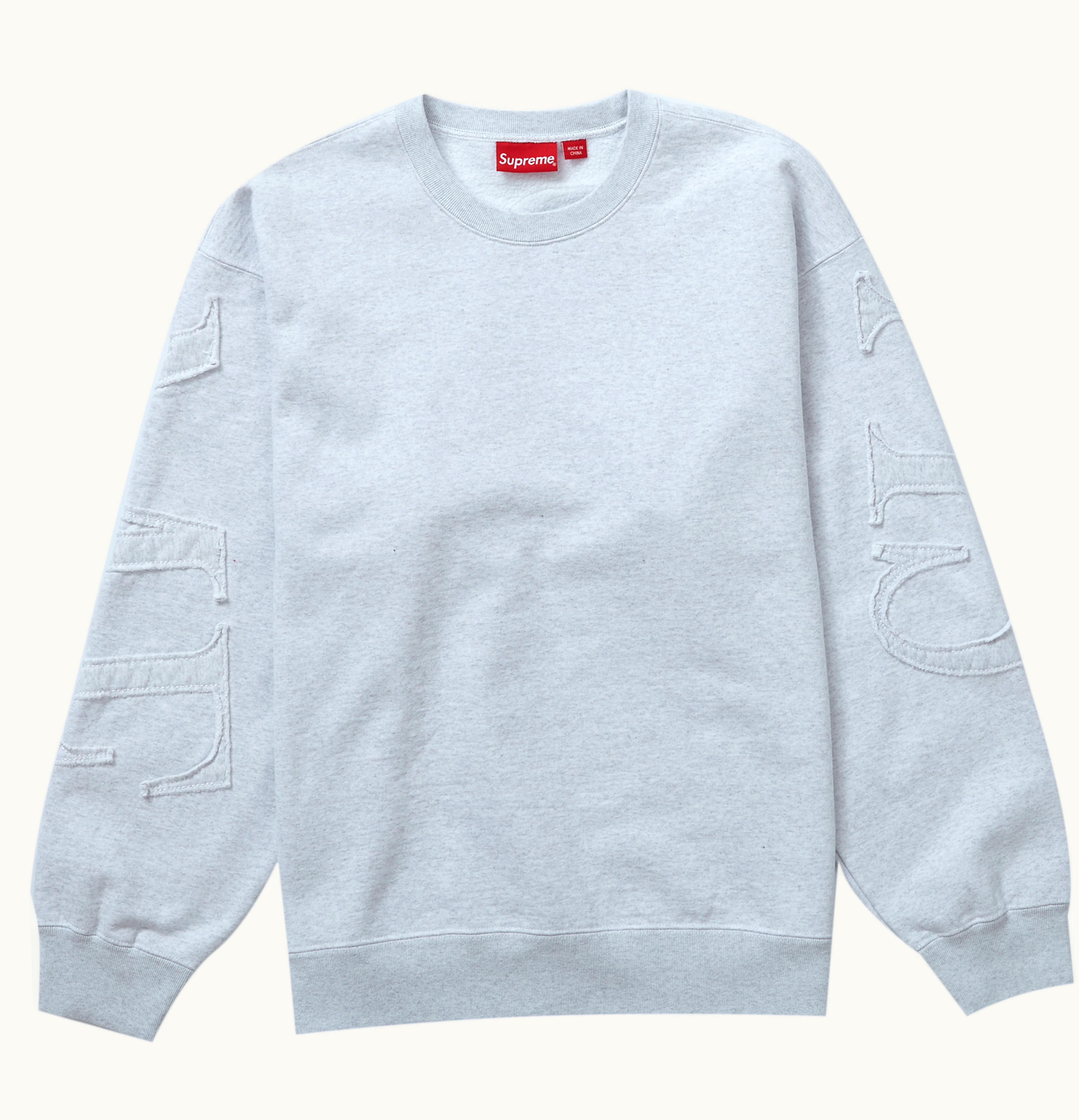 Supreme Supreme Tonal Applique Crewneck Ash Grey