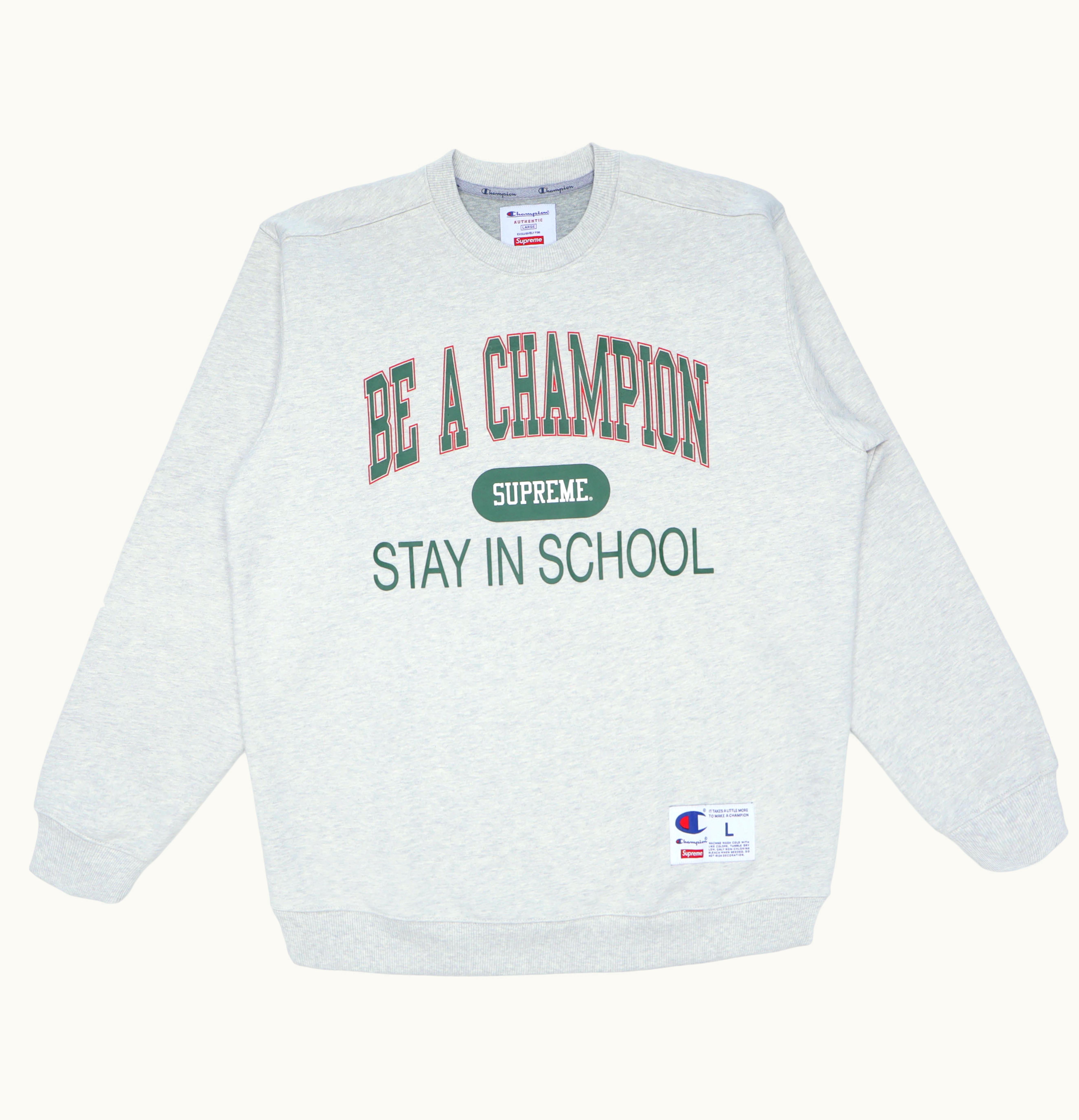 Supreme Supreme Champion Stay In School Crewneck Ash Grey