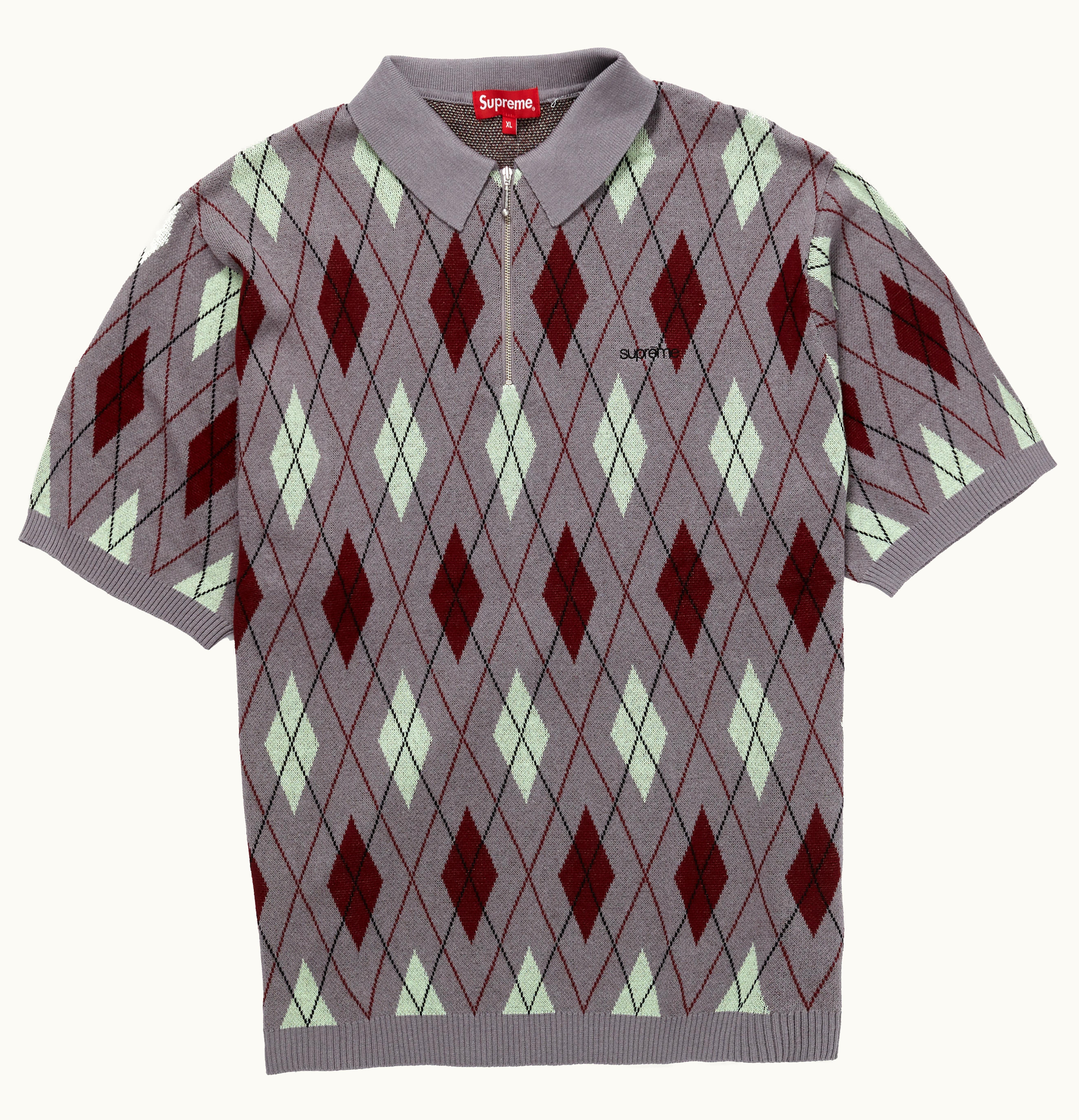 Supreme Supreme Argyle Zip Polo Grey