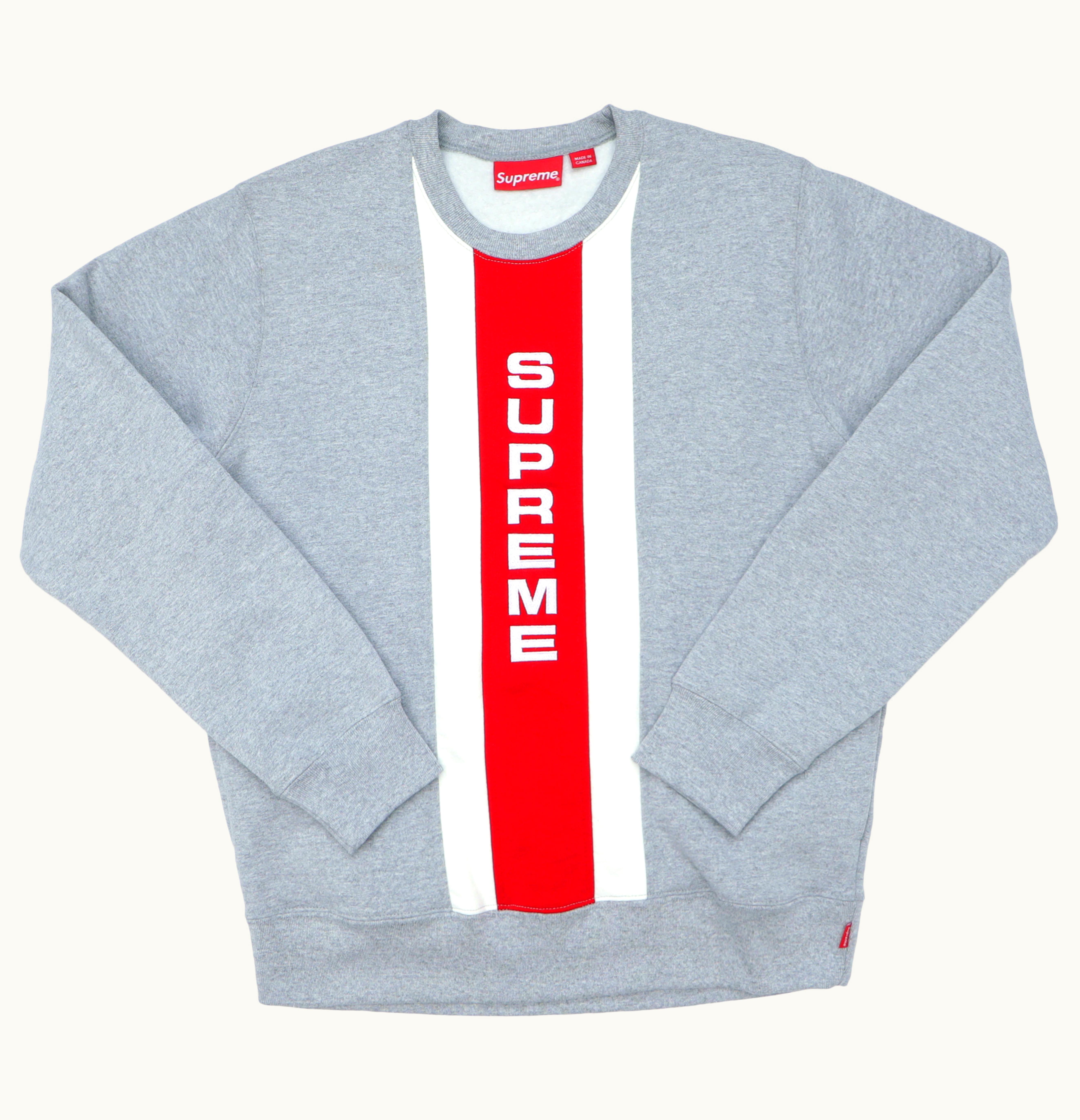 Supreme Supreme Vertical Logo Panel Crewneck Heather Grey