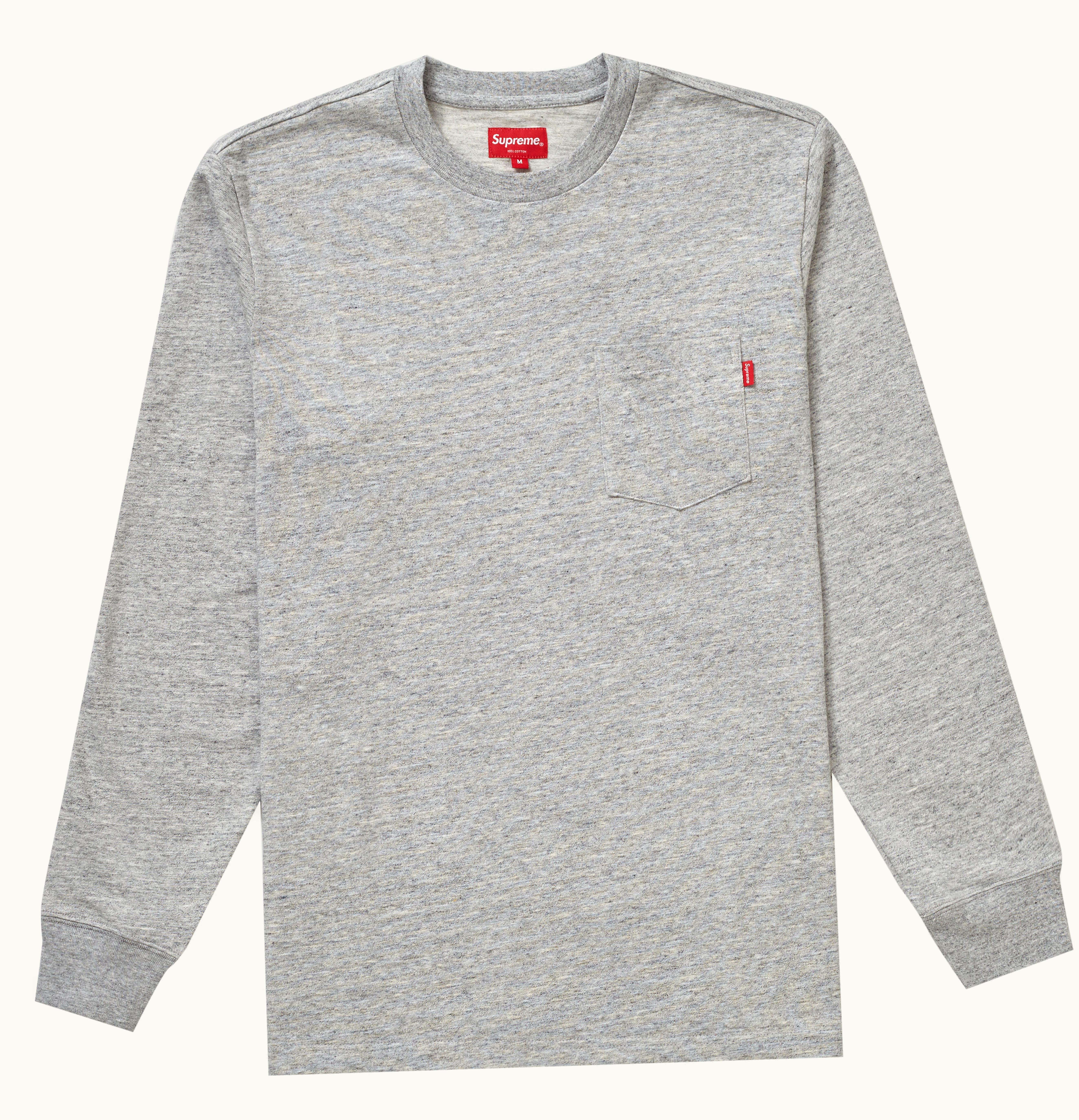 Supreme Supreme L S Pocket Tee Heather Grey