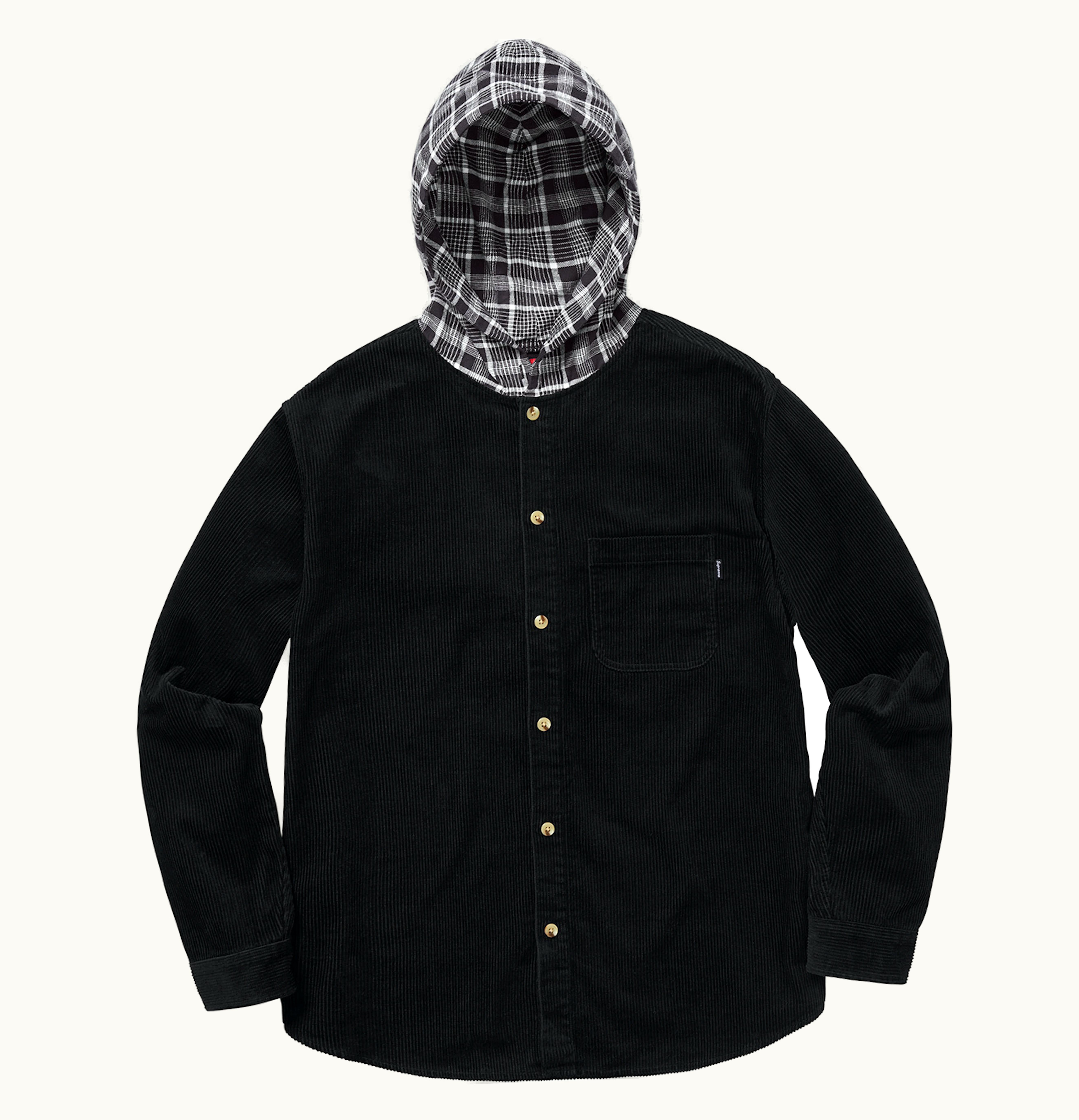 Supreme Supreme Hooded Color Blocked Corduroy Shirt Black Gray