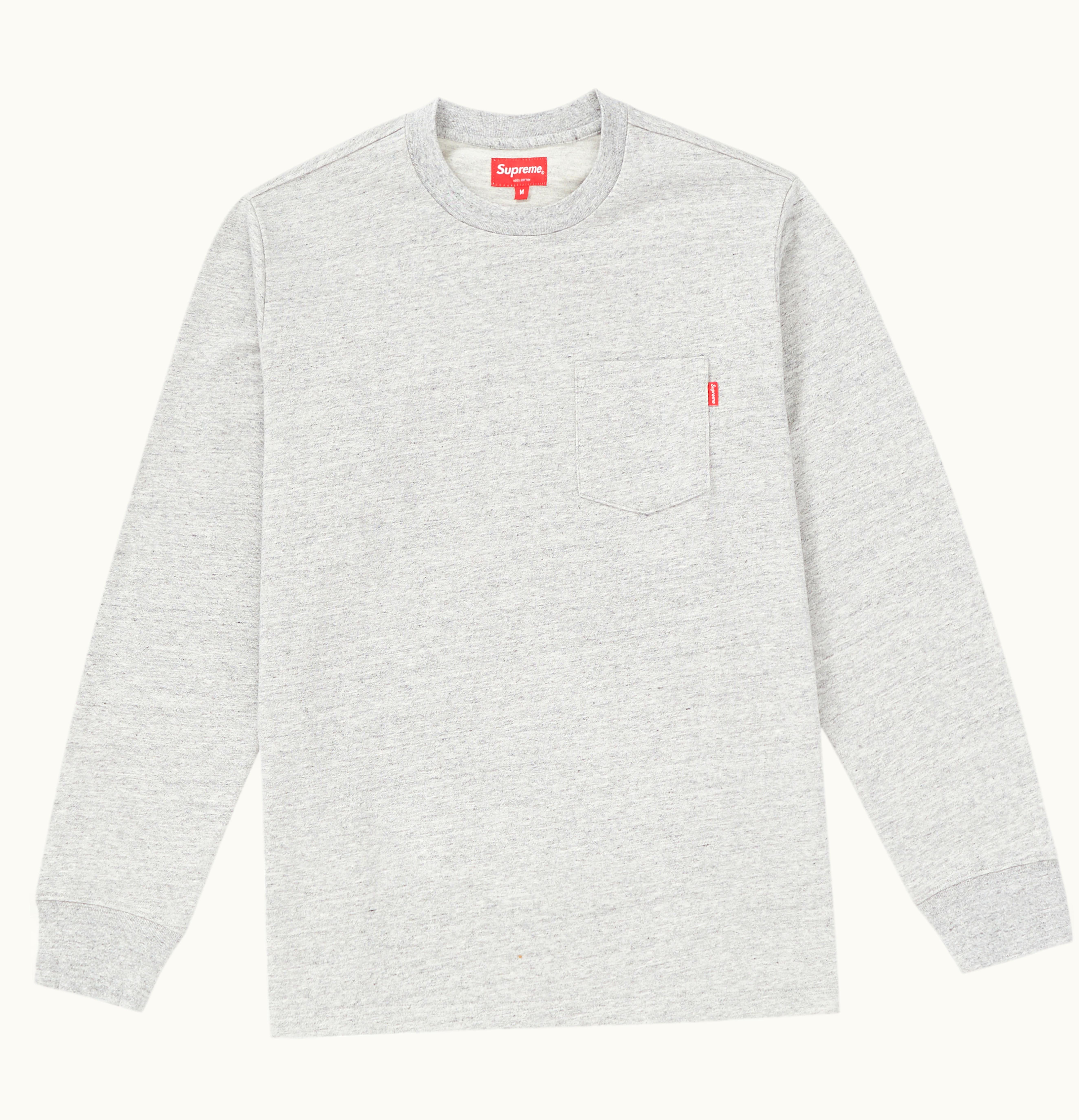Supreme Supreme L S Pocket Tee FW18 Heather Grey