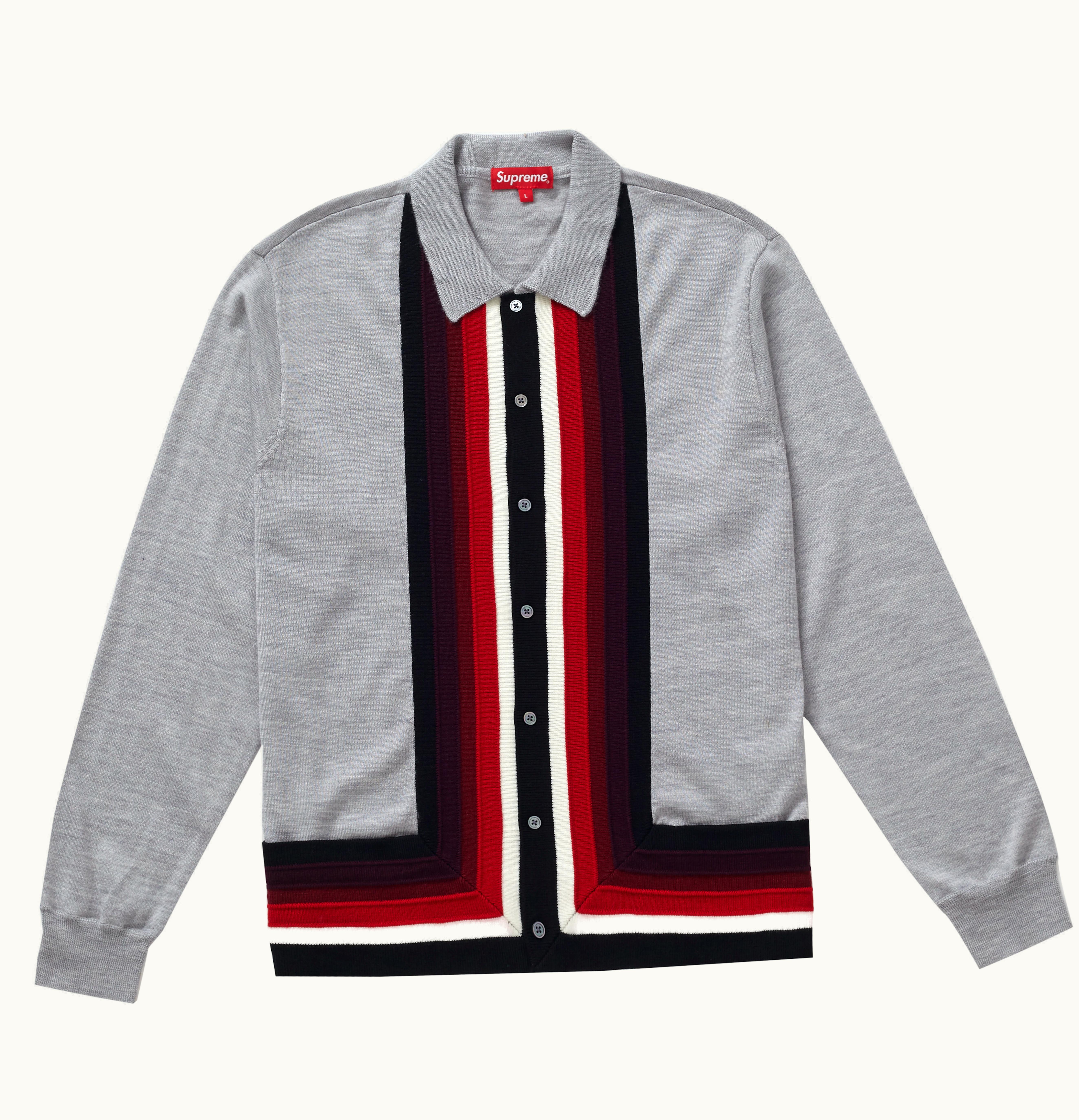 Supreme Supreme Corner Stripe Polo Sweater Grey