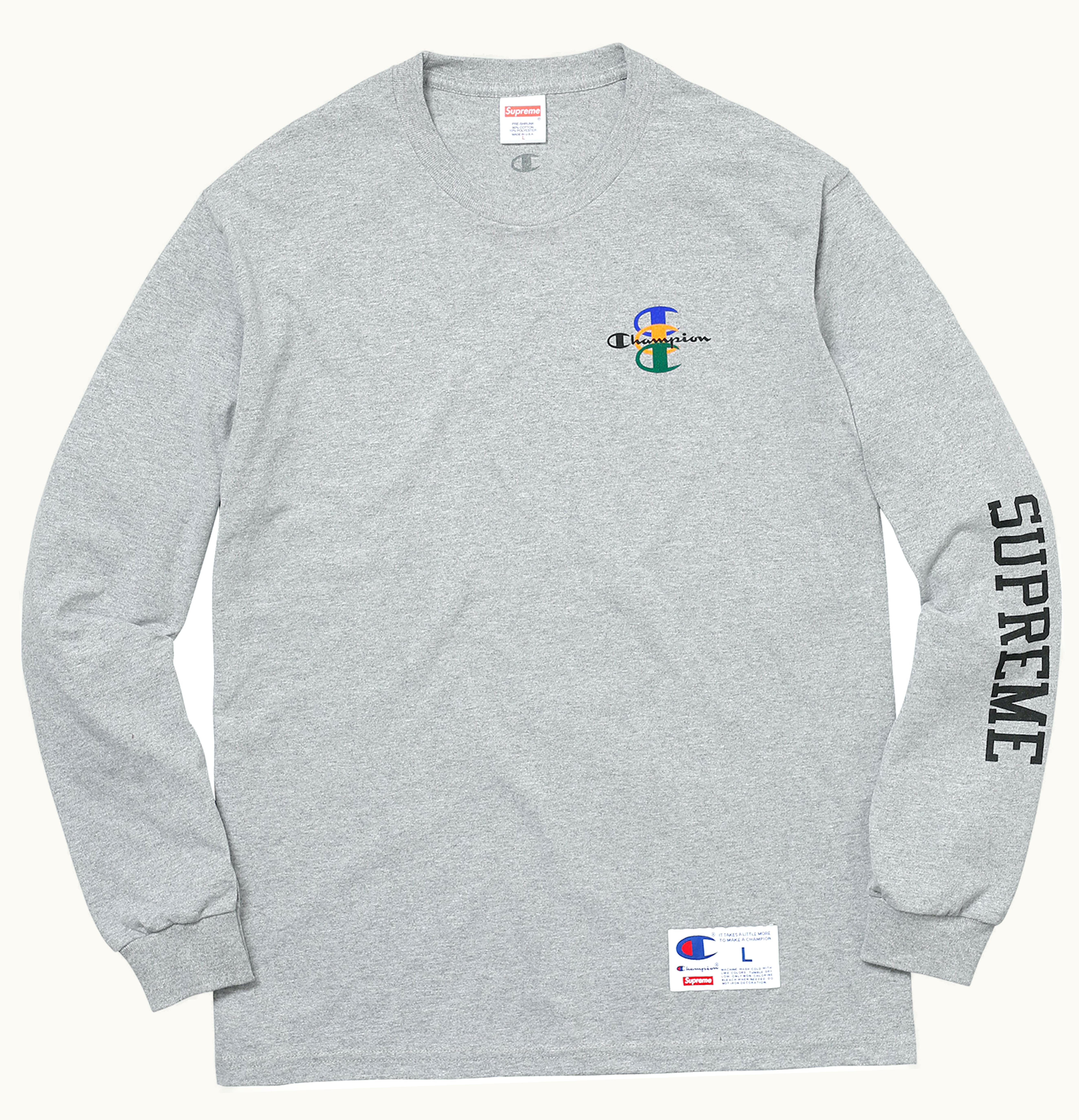 Supreme Supreme Champion Stacked C LS Tee Heather Grey