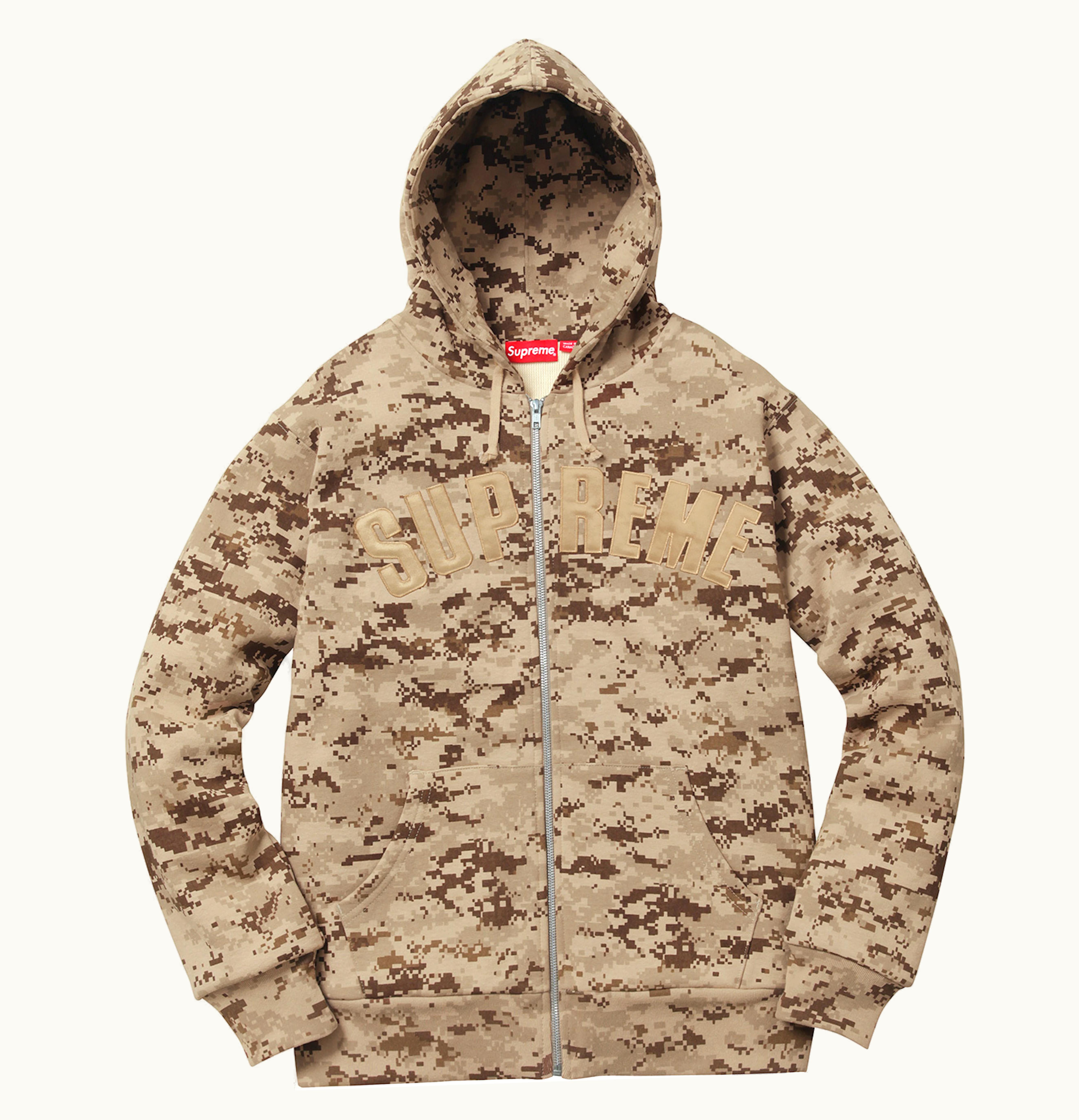 Supreme Supreme Arc Logo Thermal Zip Up Sweatshirt Tan Digi Camo