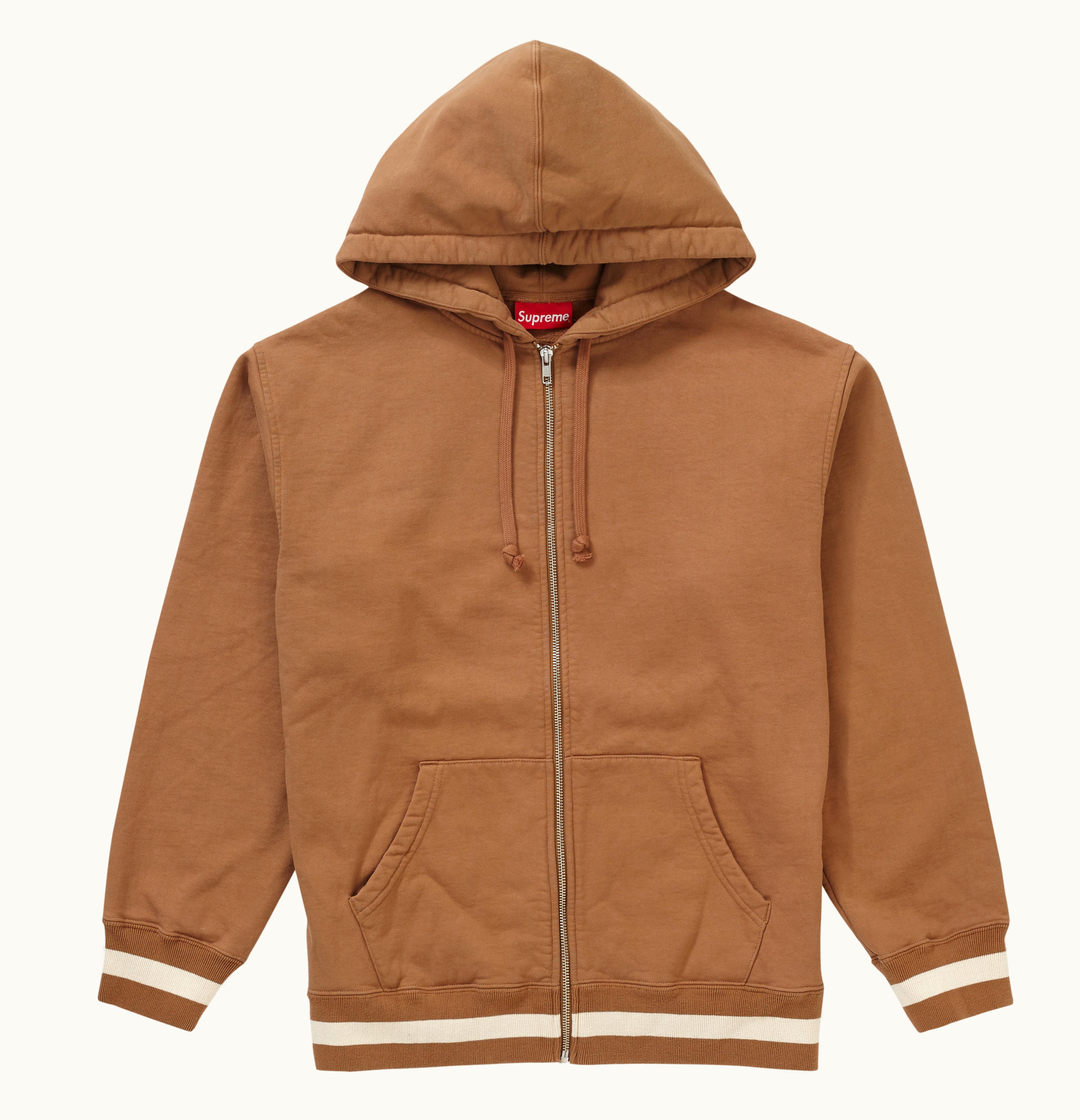 Supreme Supreme Old English Stripe Zip Up Sweatshirt Brown