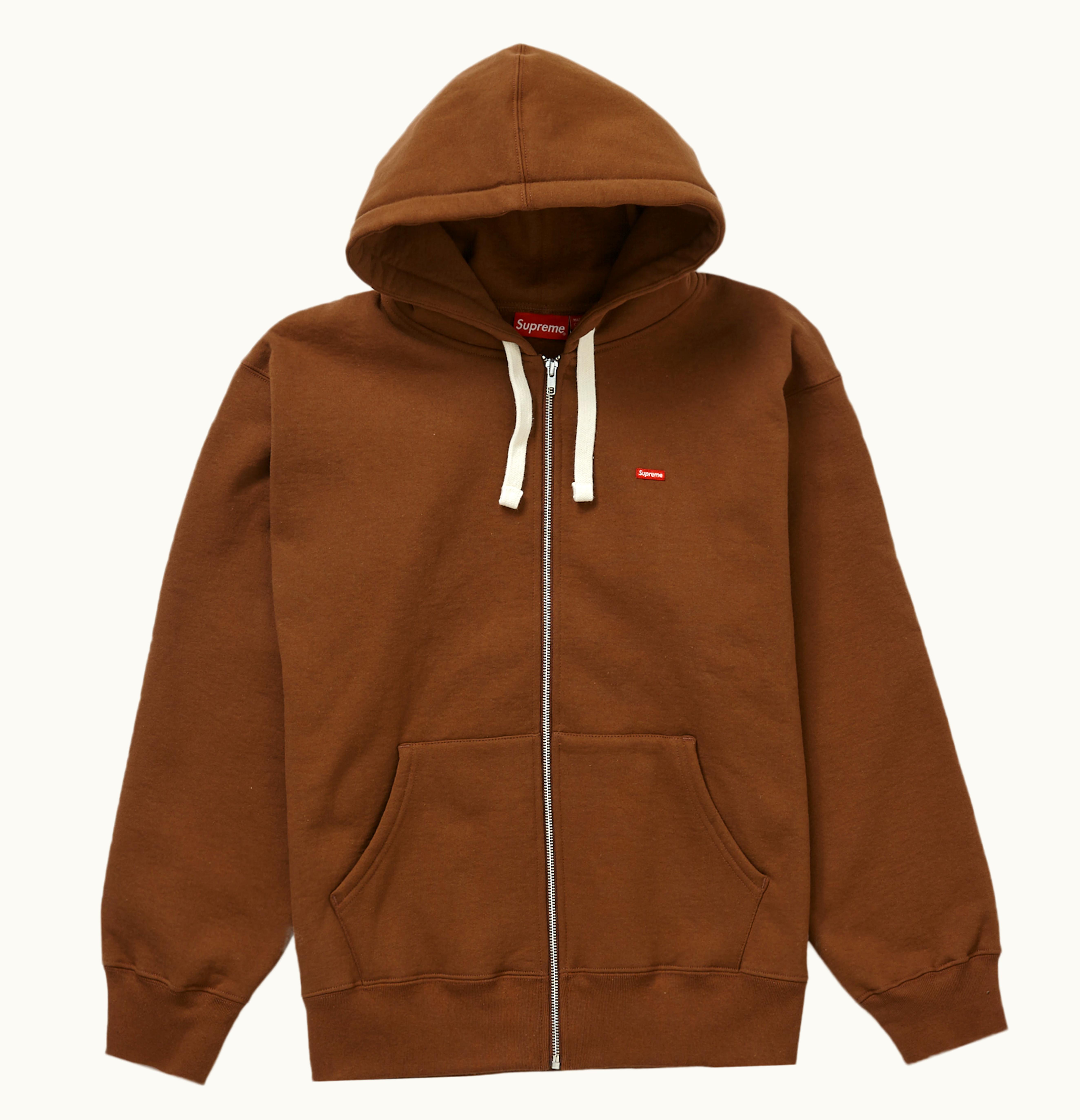 Supreme Supreme Small Box Drawcord Zip Up Hooded Sweatshirt Brown