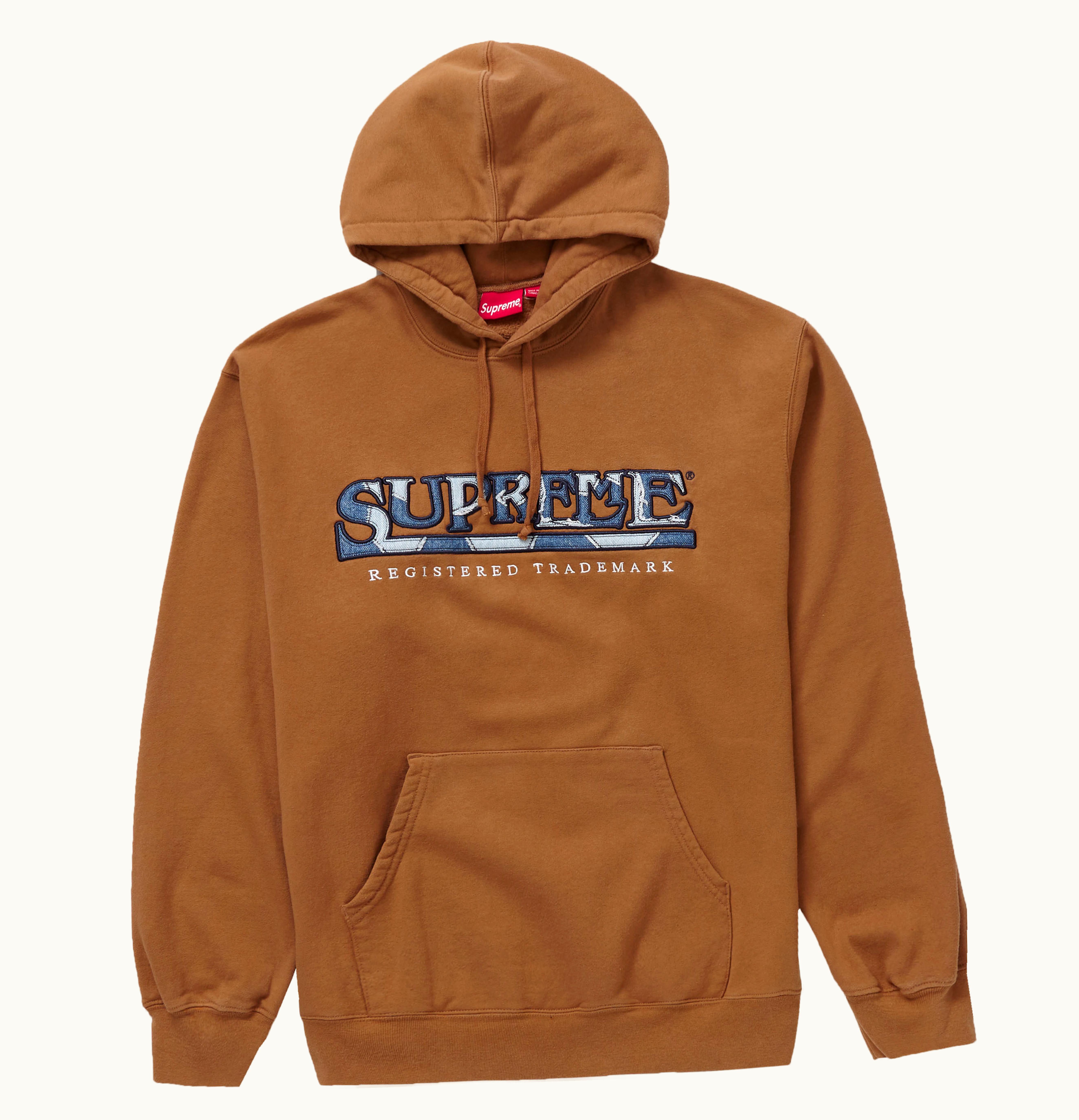 Supreme Supreme Denim Logo Hooded Sweatshirt Brown