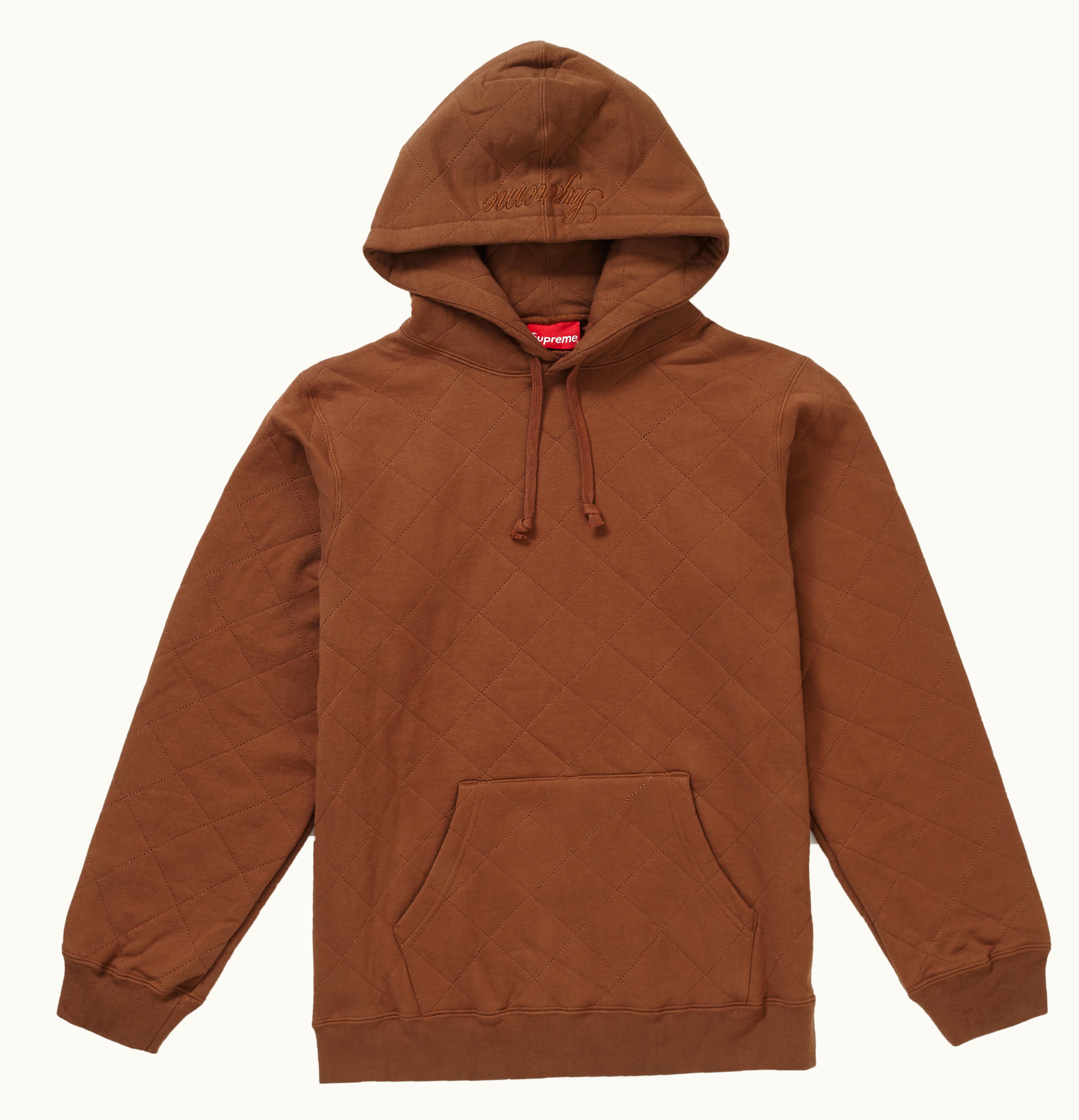 Supreme Supreme Quilted Hooded Sweatshirt Brown