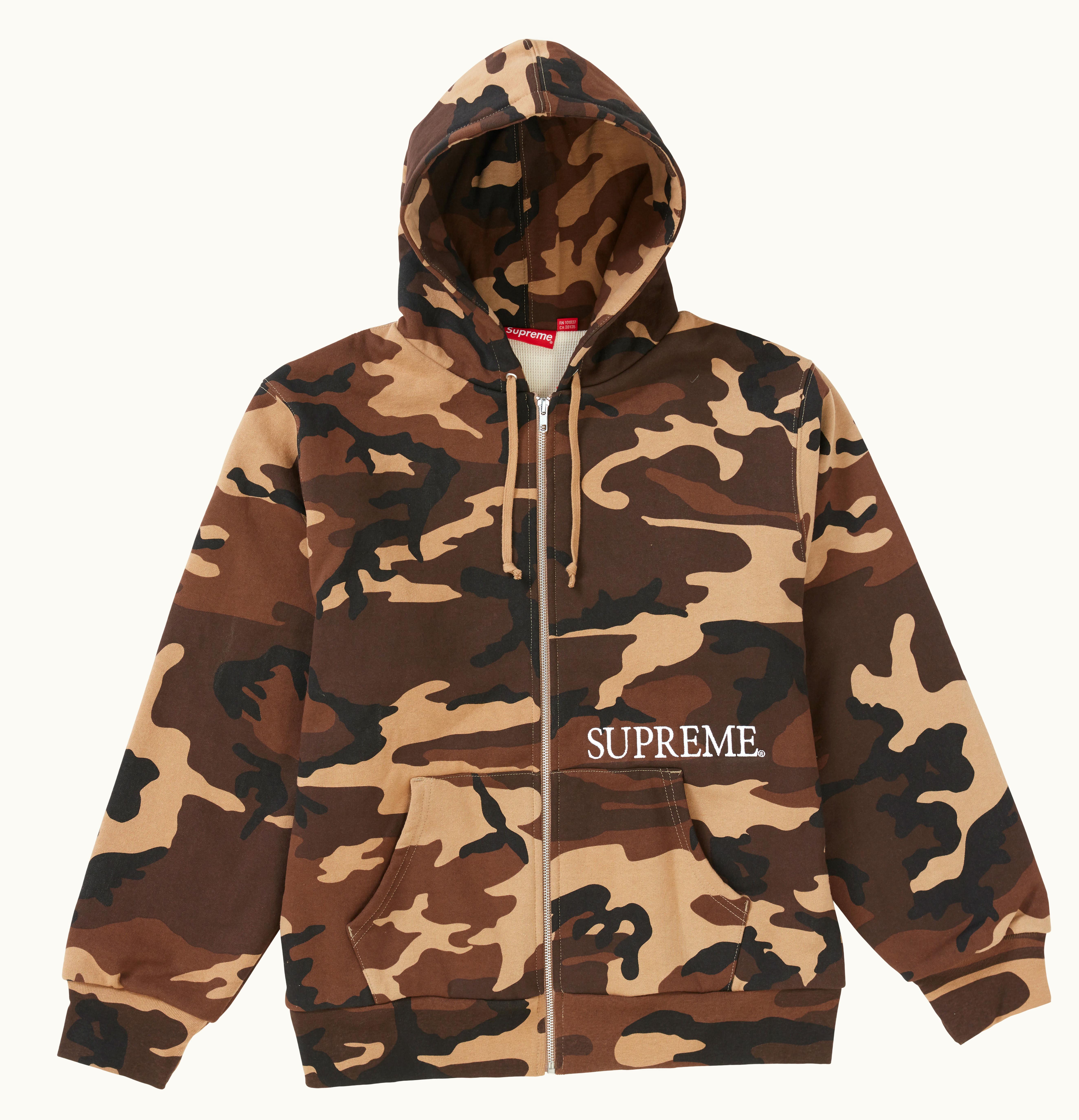 Supreme Supreme Thermal Zip Up Hooded Sweatshirt Brown Camo