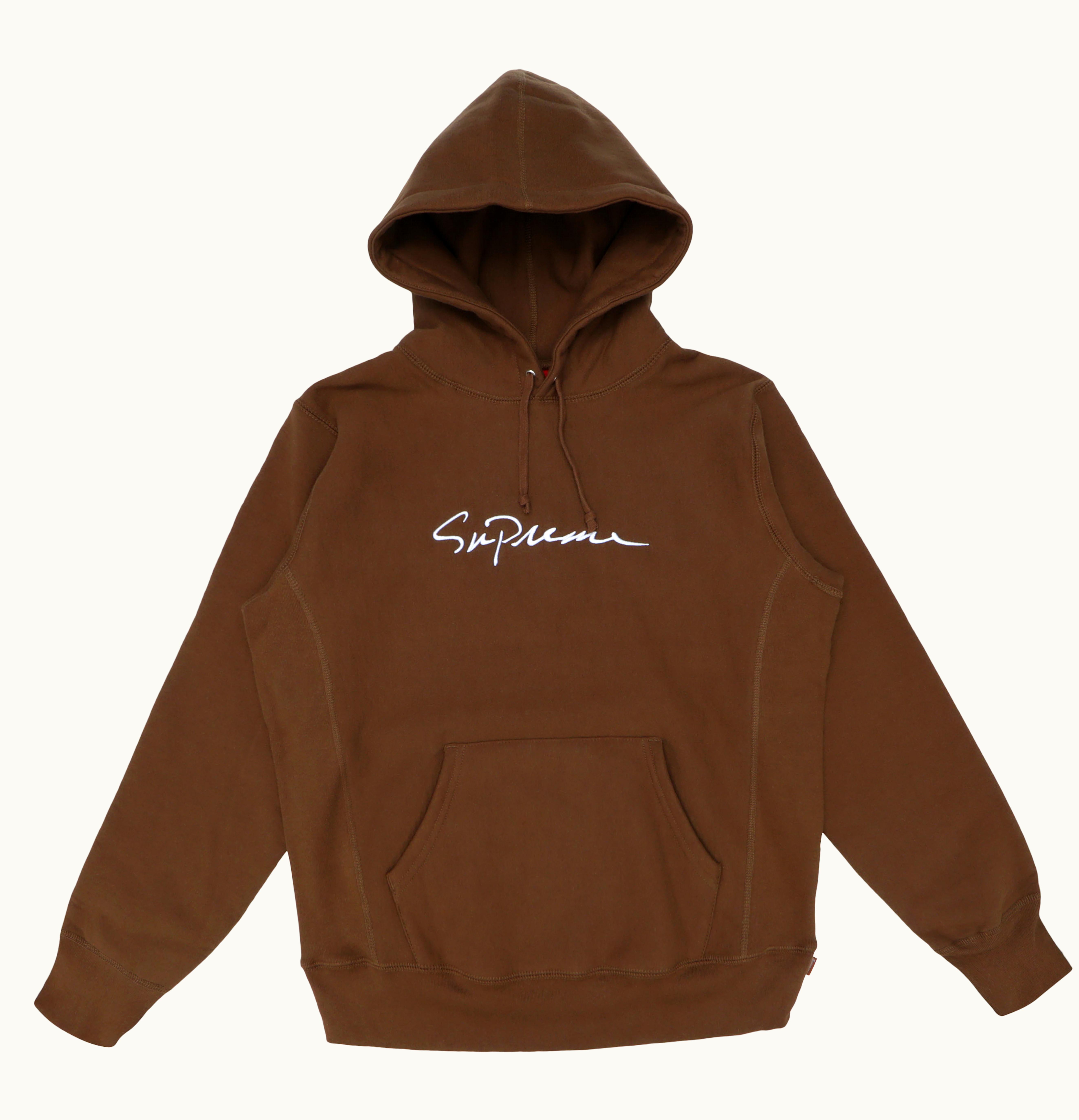 Supreme Supreme Classic Script Hooded Sweatshirt Brown