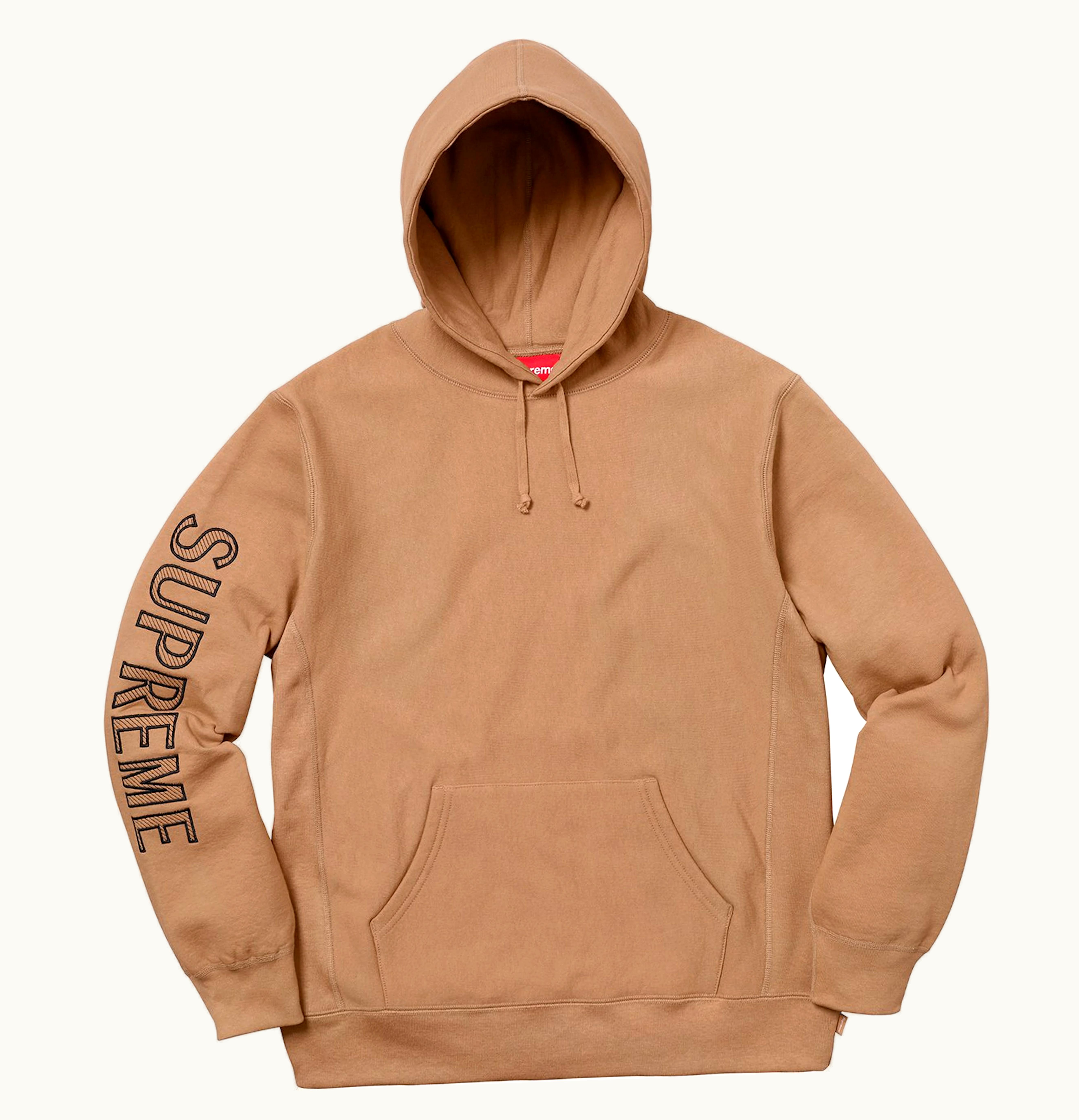 Supreme Supreme Sleeve Embroidery Hooded Sweatshirt Light Brown