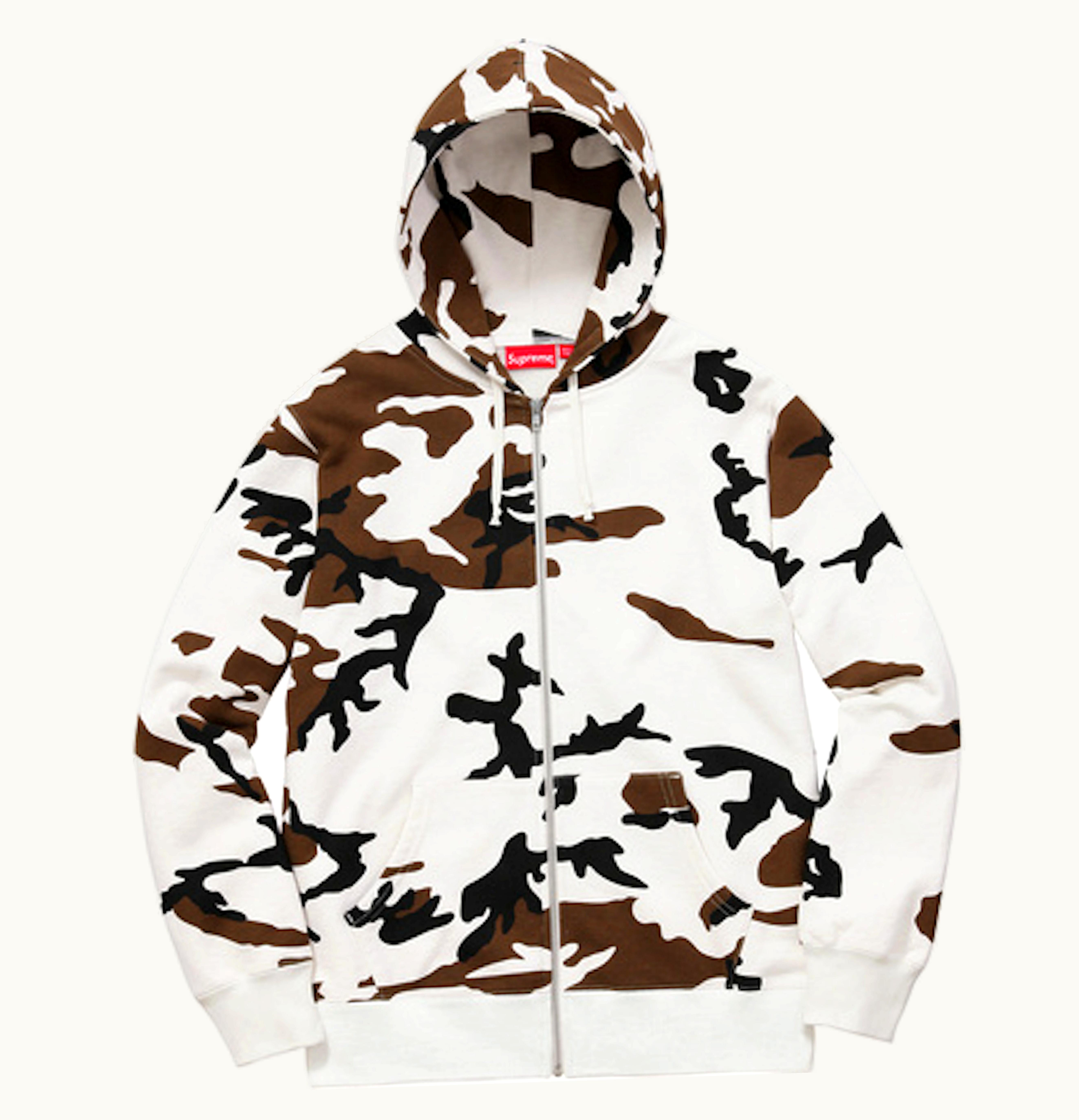 Supreme Supreme Rib Logo Zip Up Hoodie Brown Camo