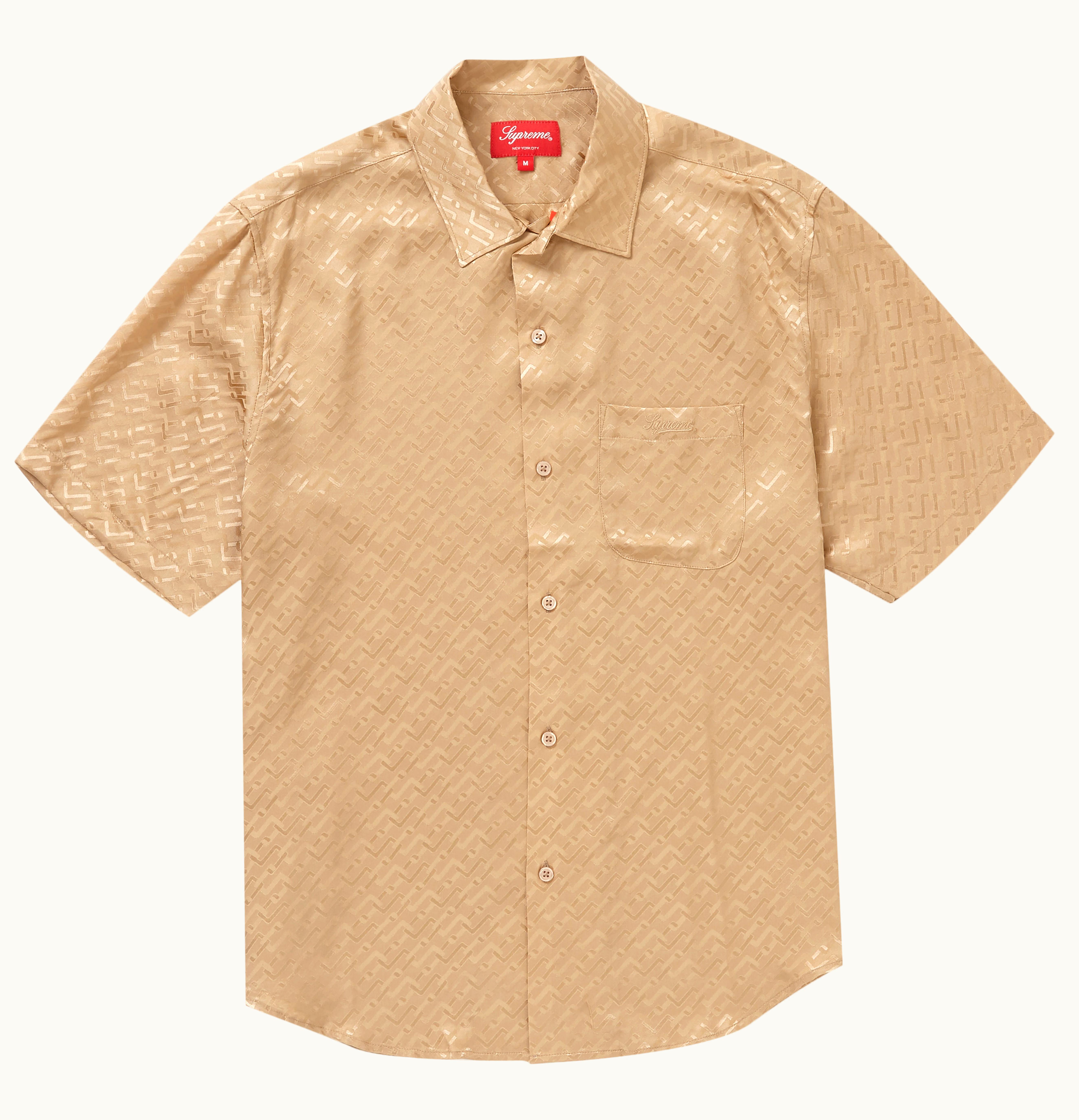Supreme Supreme Tonal Monogram Silk S S Shirt Tan