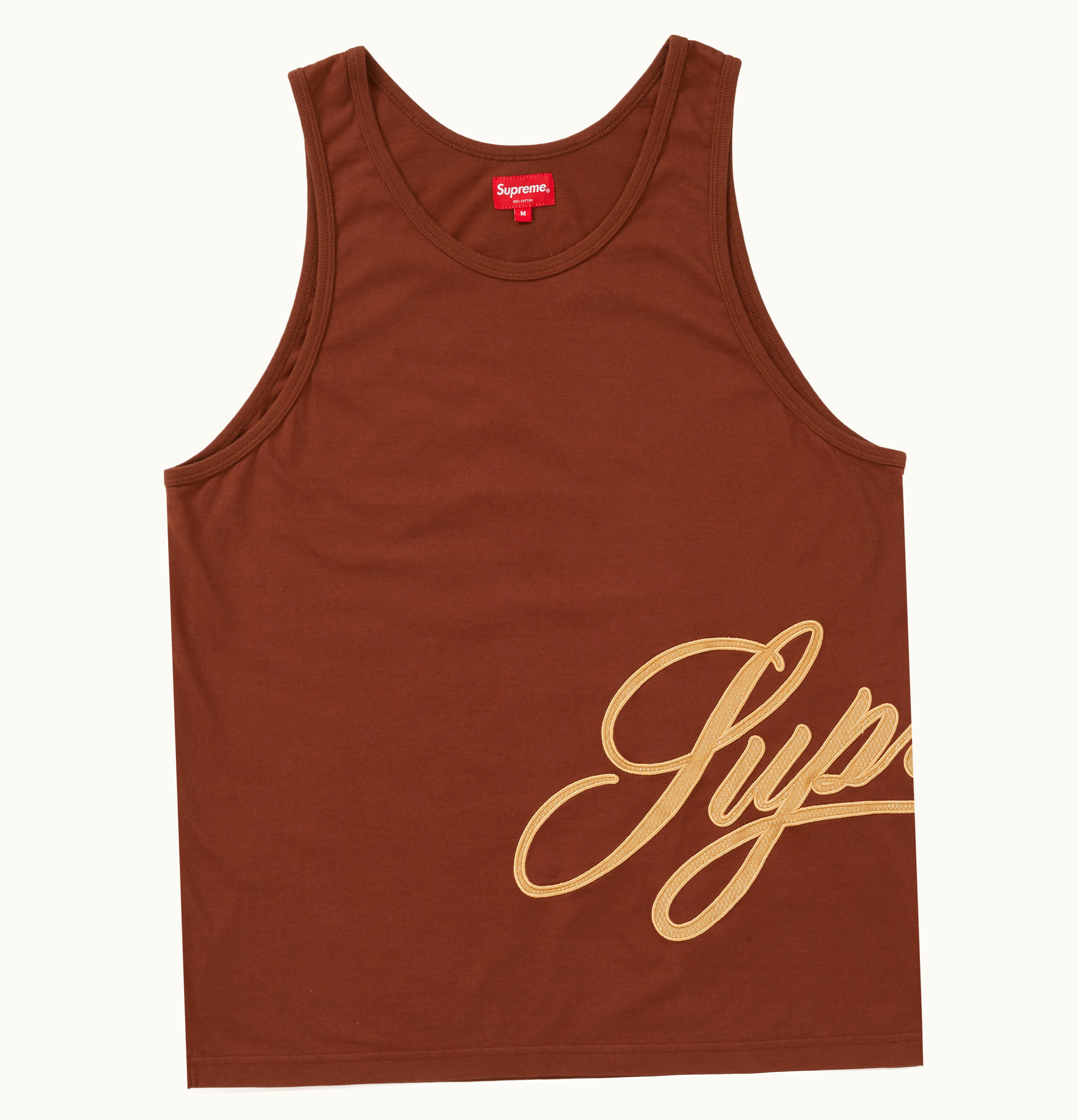 Supreme Supreme Mesh Script Tank Top Brown