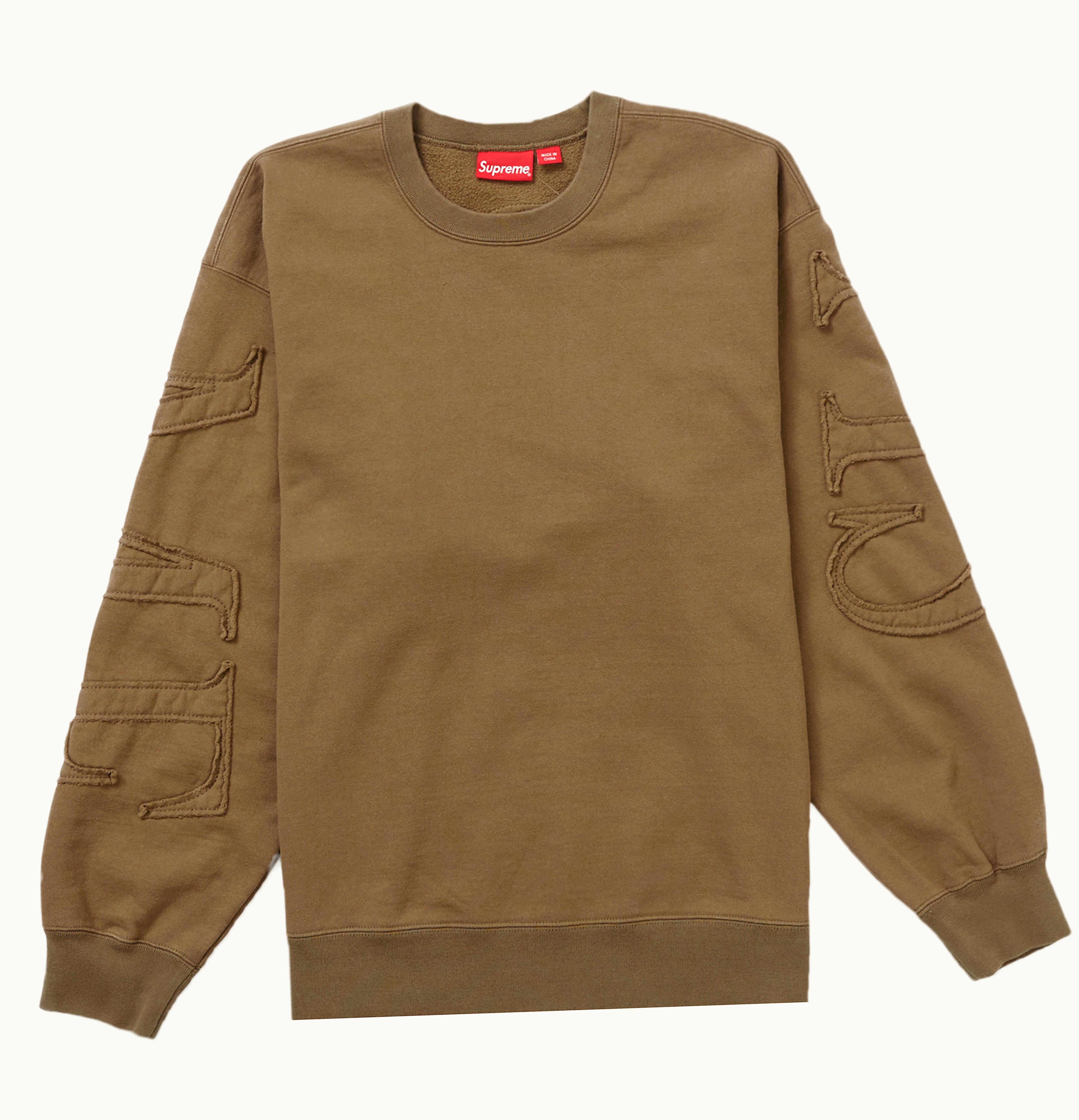 Supreme Supreme Tonal Applique Crewneck Olive Brown