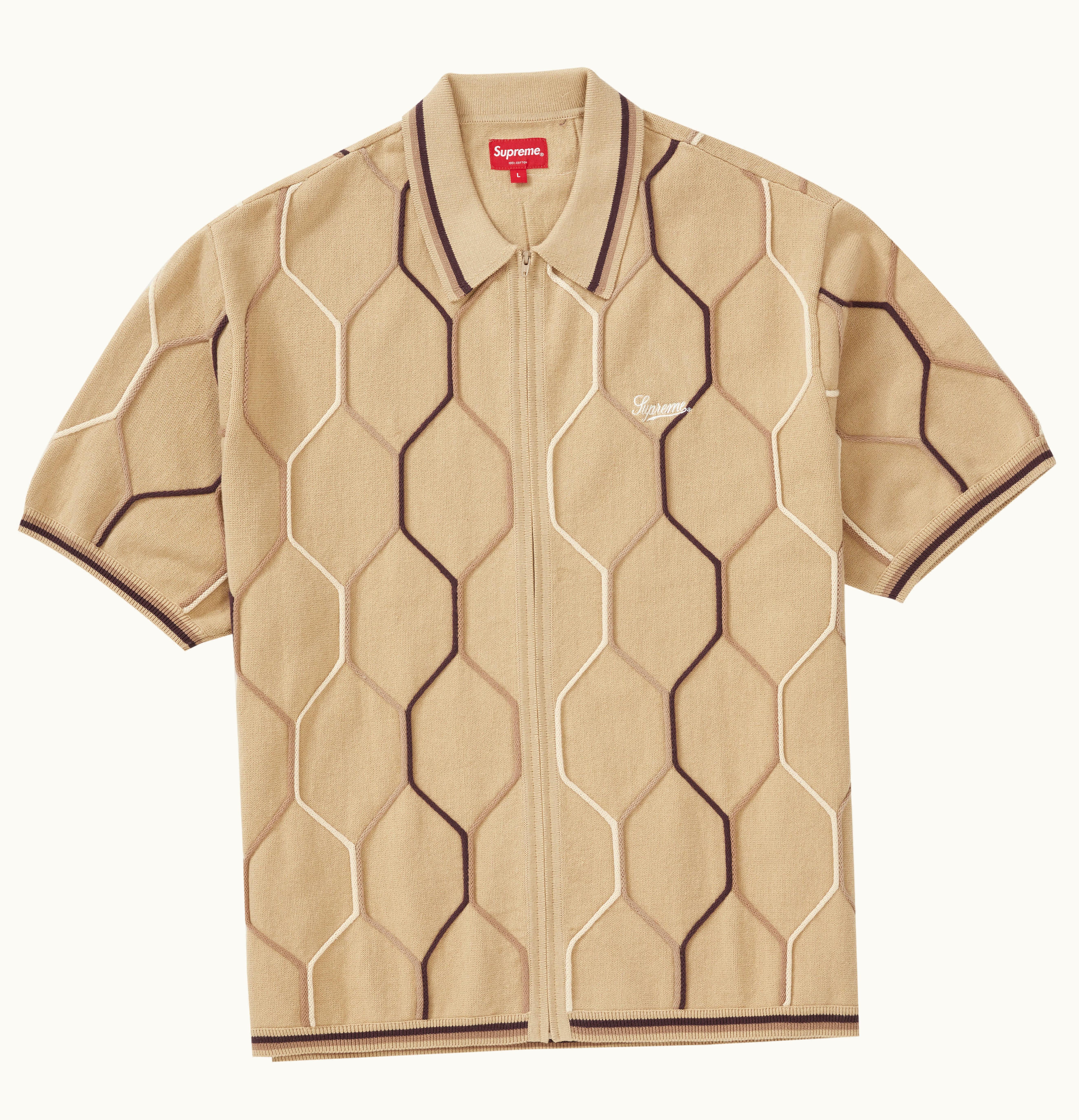 Supreme Supreme Hex Zip Up Polo Tan