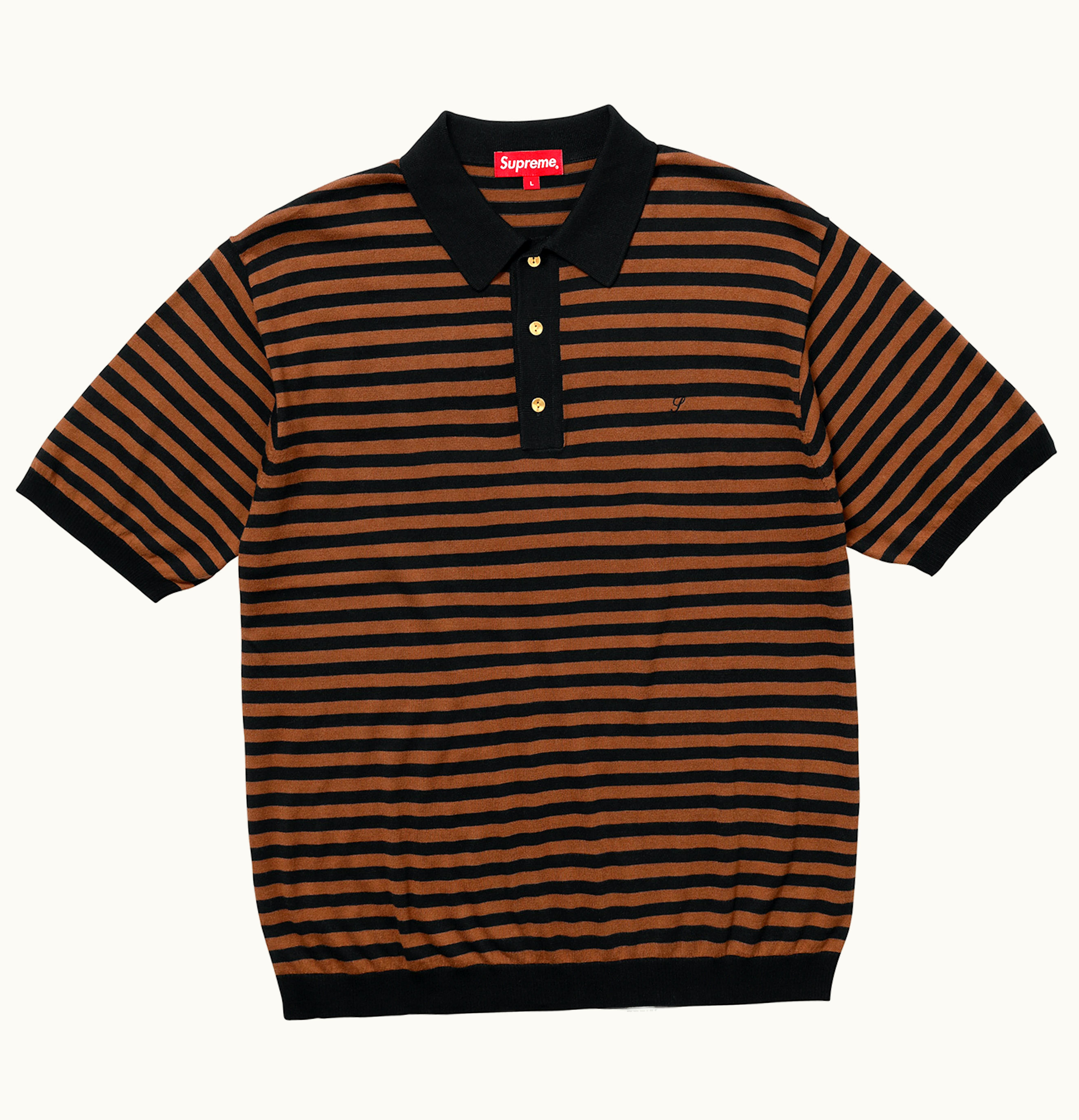 Supreme Supreme Striped Knit Polo Brown