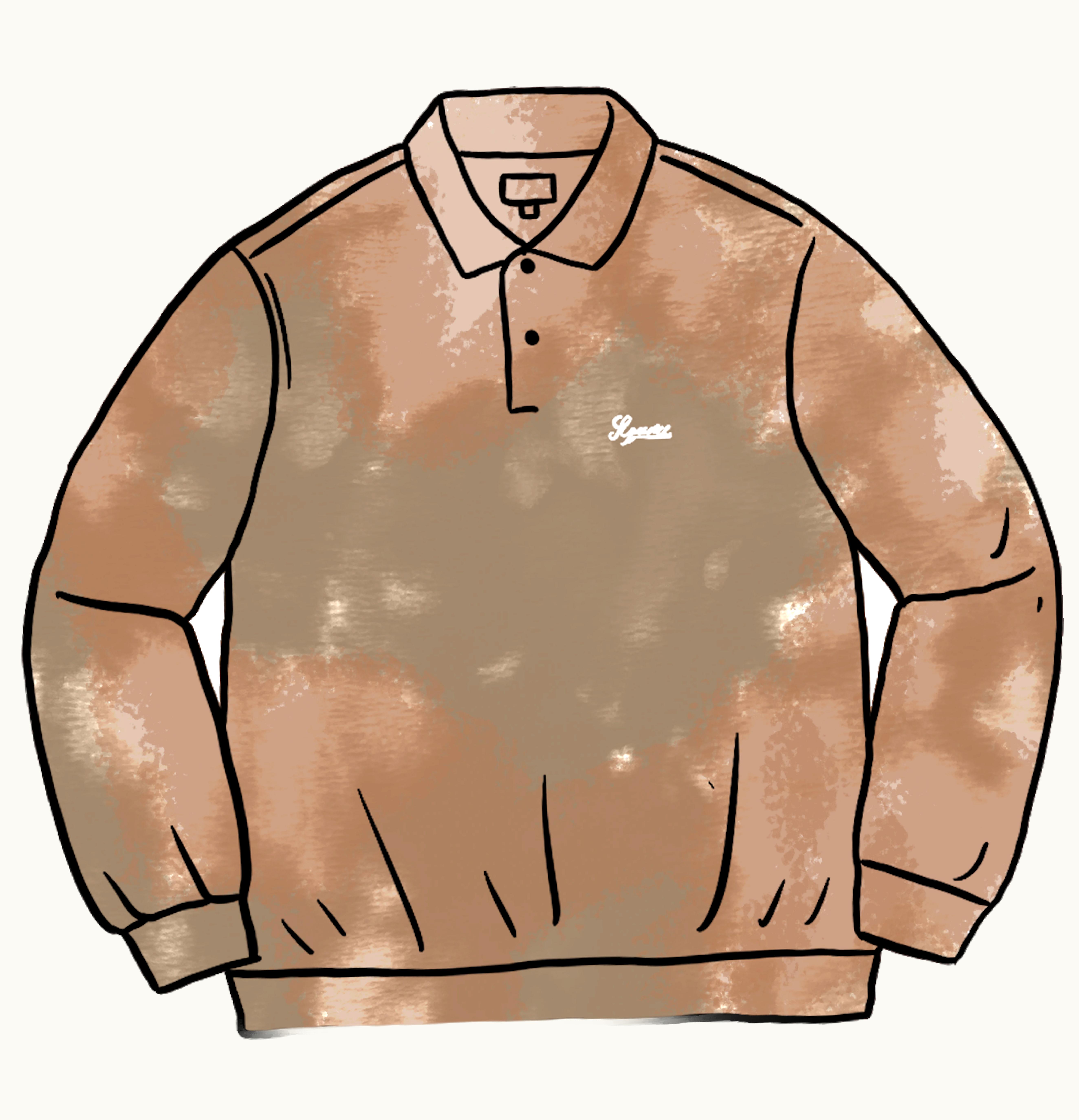 Supreme Supreme Bleached Velour L S Polo Tan