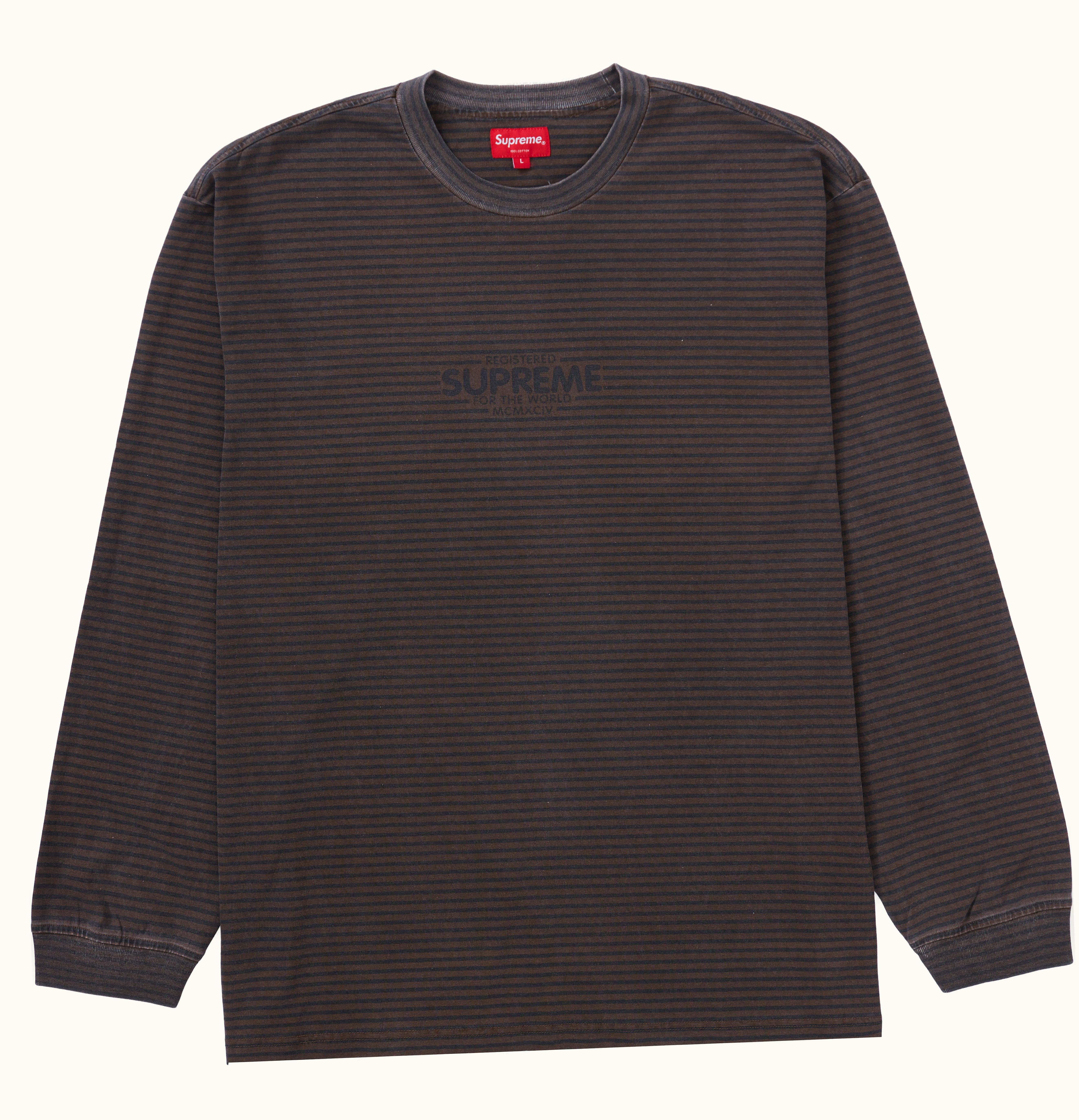 Supreme Supreme Micro Stripe L S Top Brown