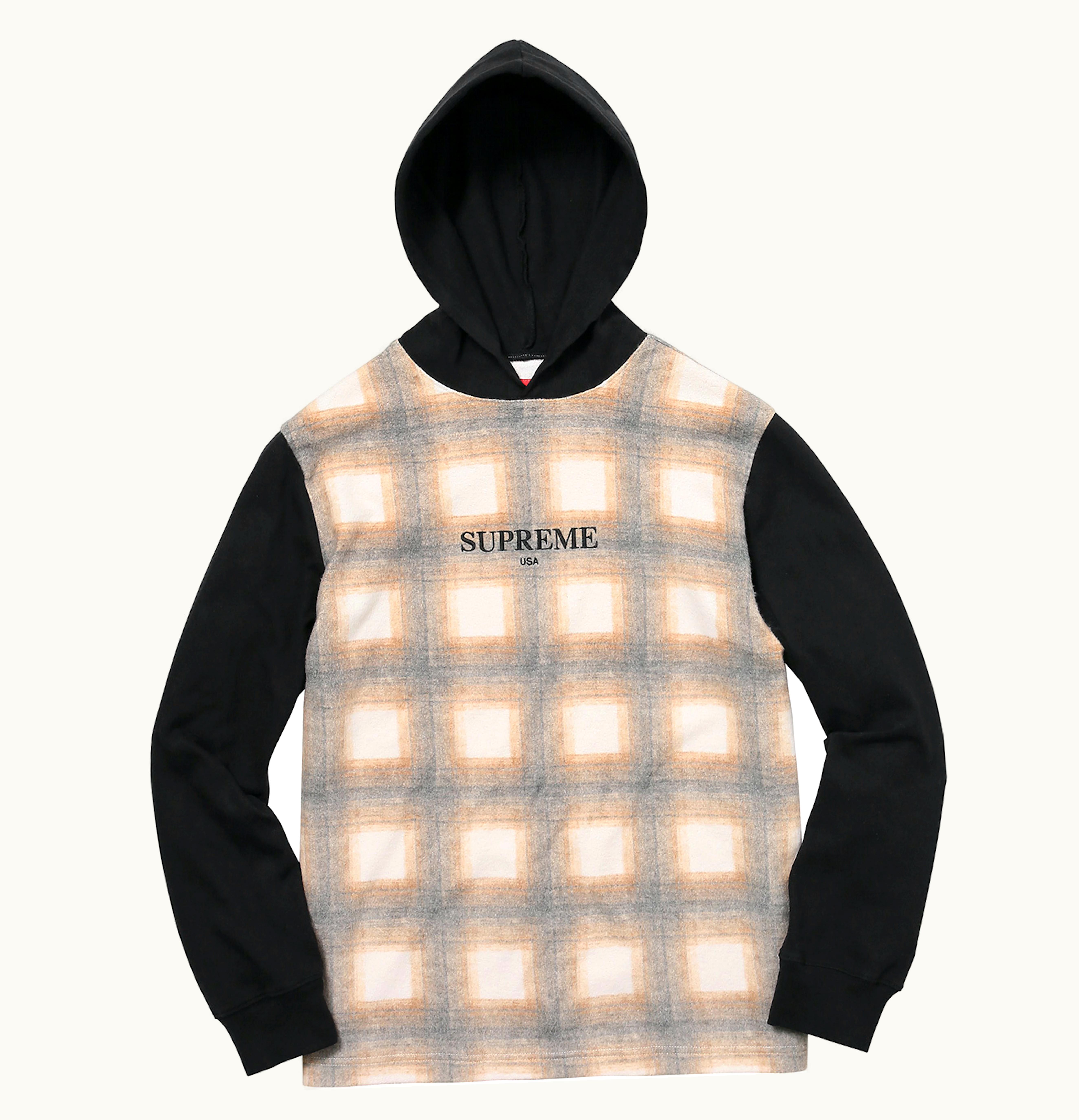 Supreme Supreme Shadow Plaid Hooded LS Top Brown