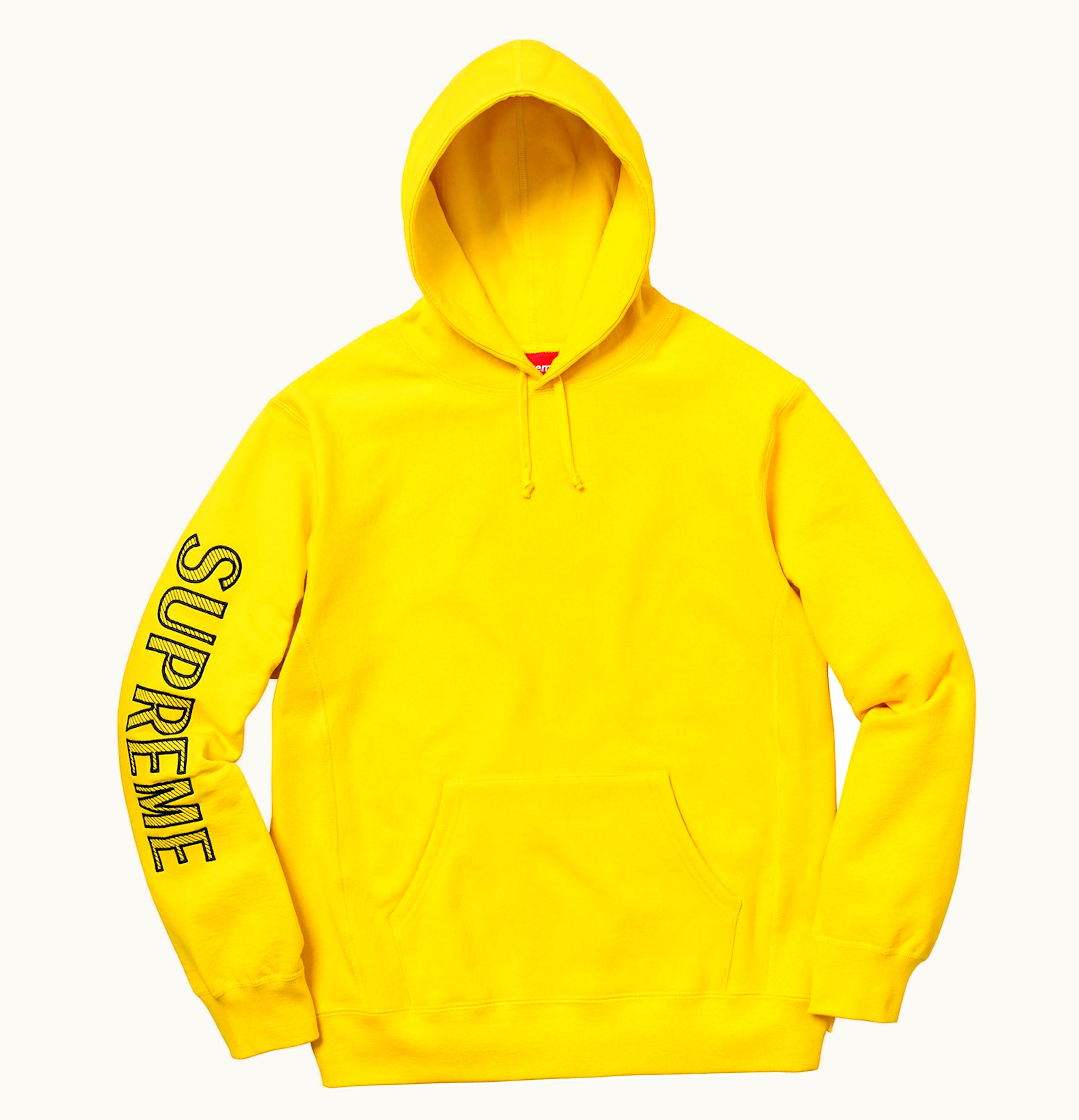 Supreme Supreme Sleeve Embroidery Hooded Sweatshirt Yellow