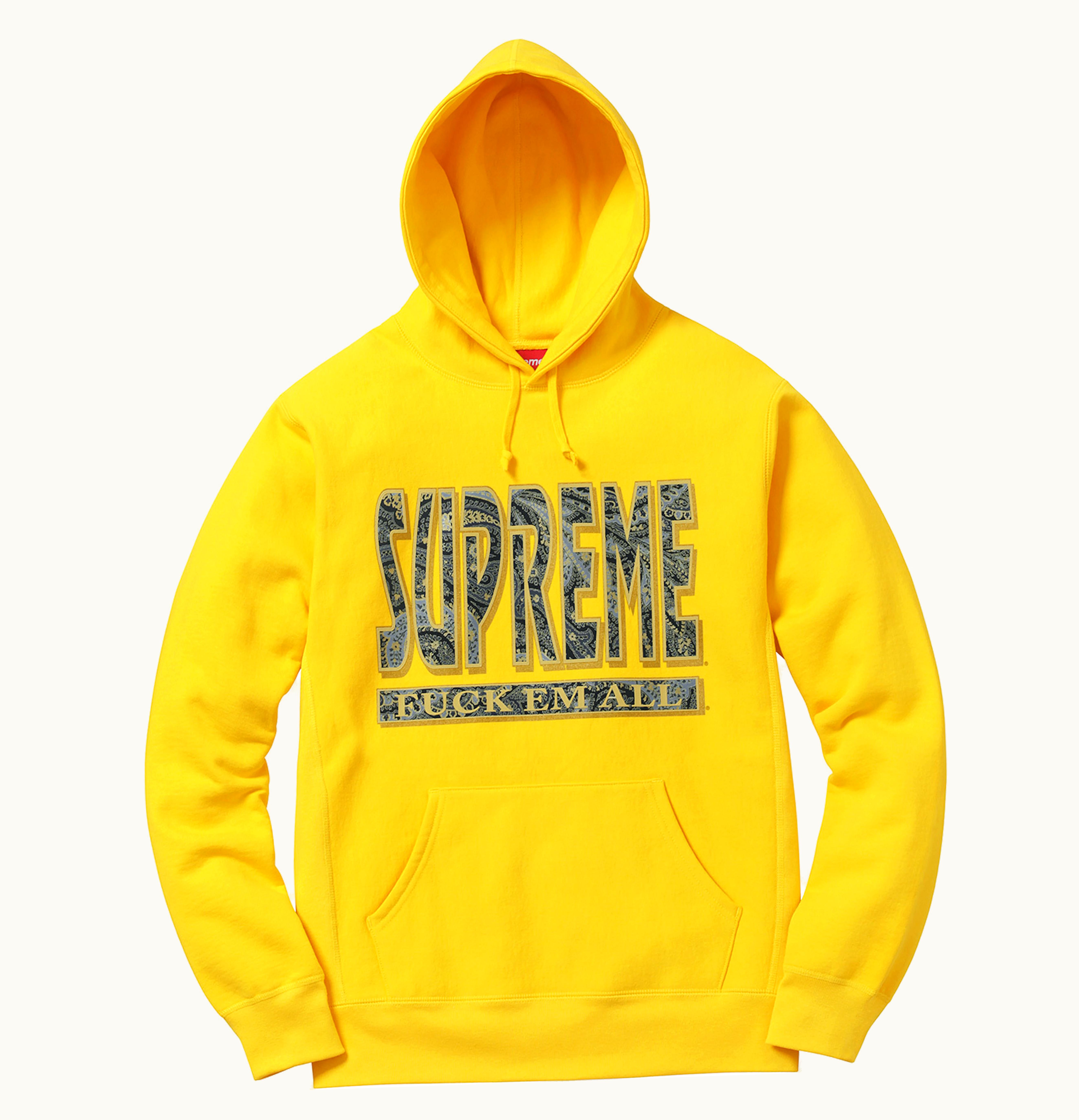 Supreme Supreme Paisley Fuck Em All Hoodie Yellow