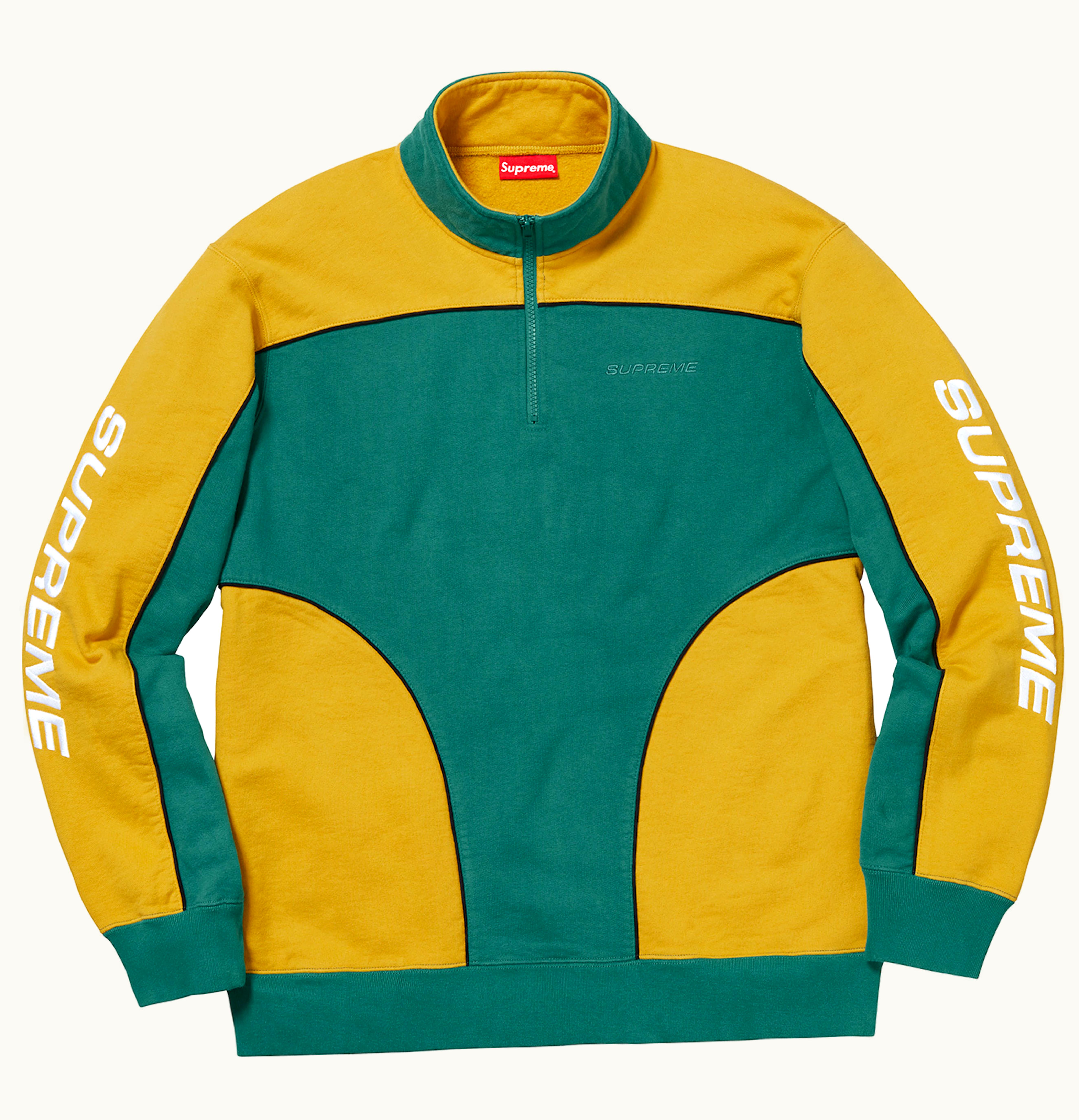 Supreme Supreme Speedway Half Zip Sweatshirt Dark Teal Yellow