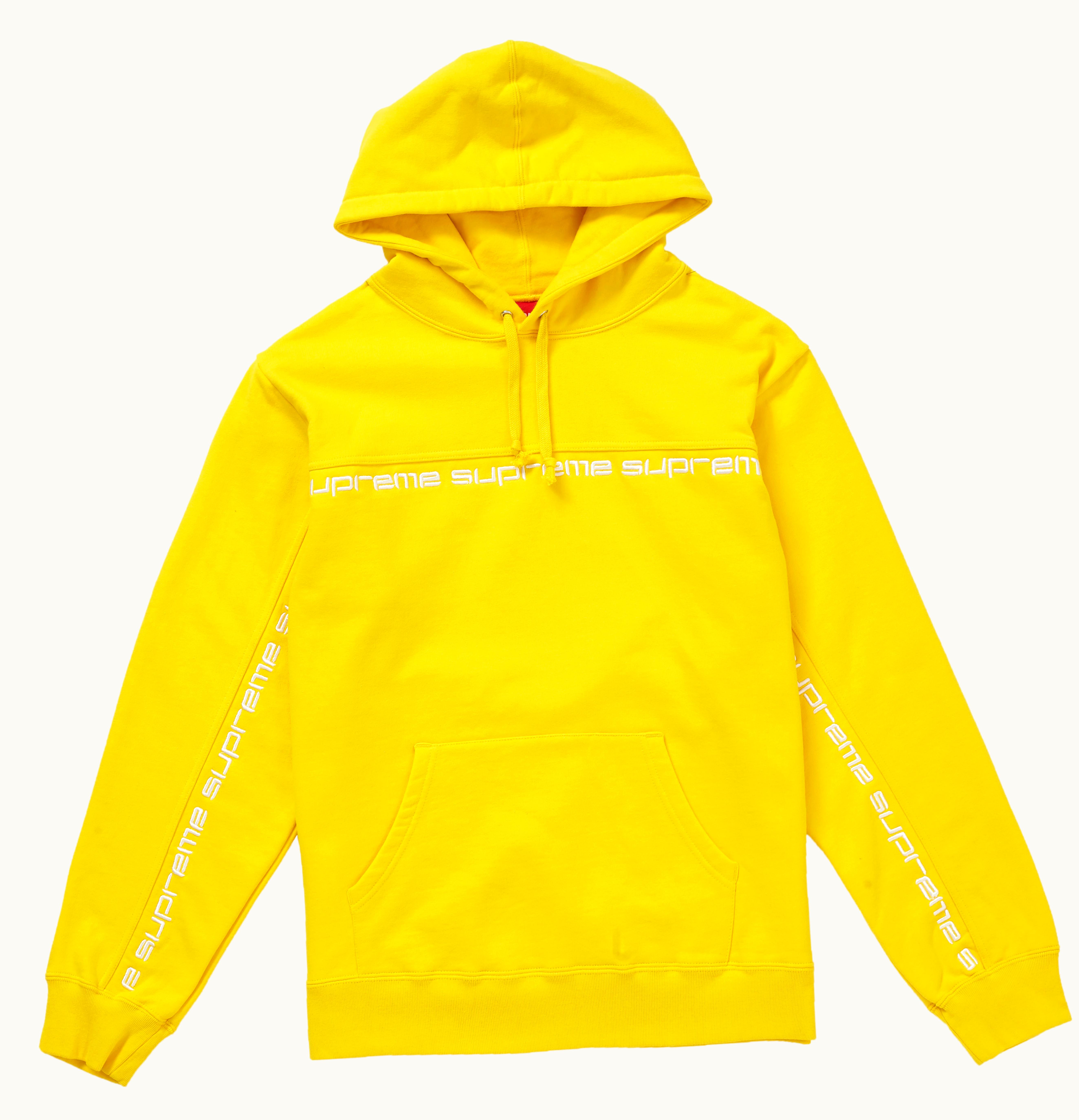 Supreme Supreme Text Stripe Hooded Sweatshirt Yellow