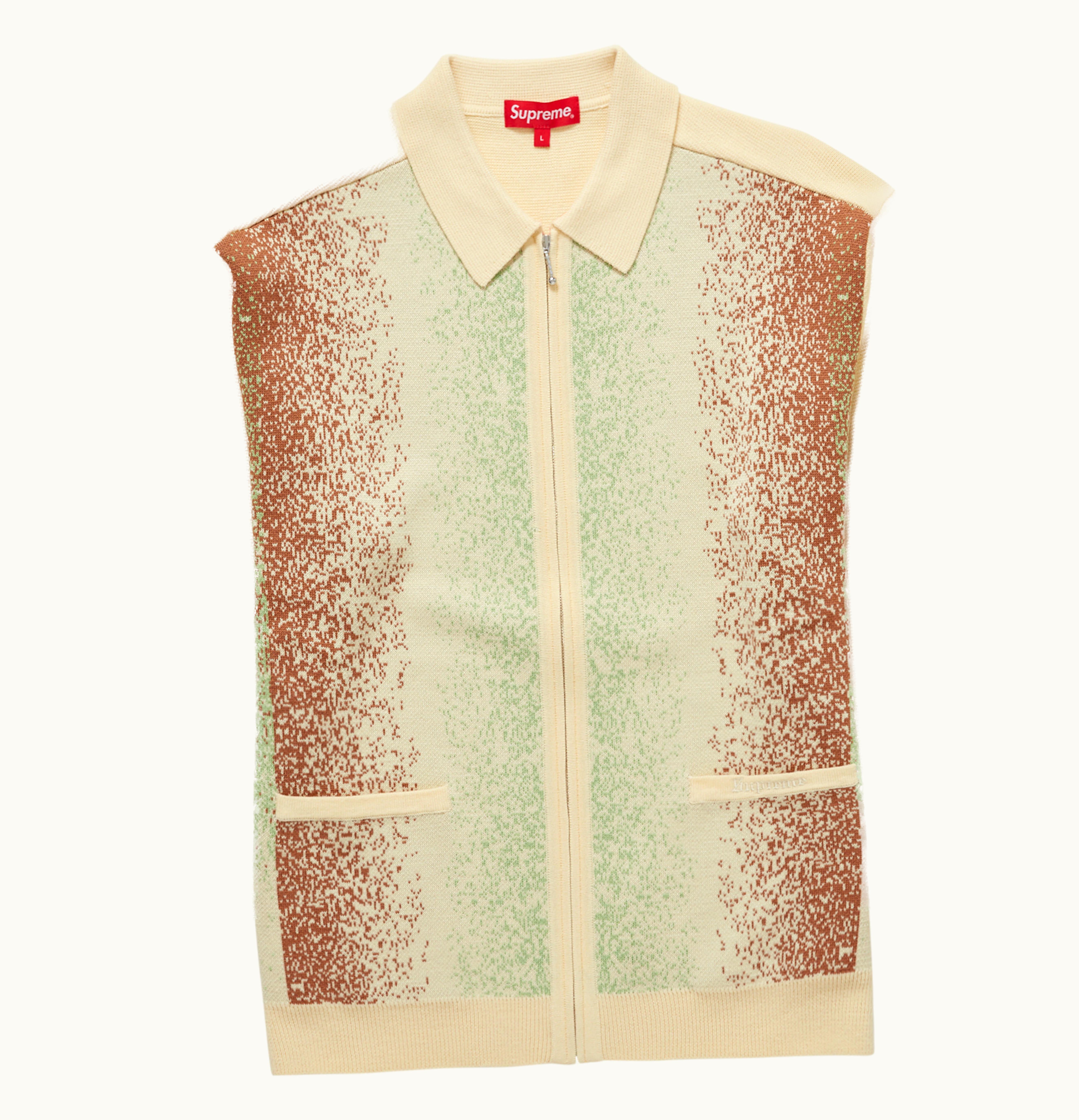 Supreme Supreme Gradient Stripe Zip Up Cardigan Pale Yellow