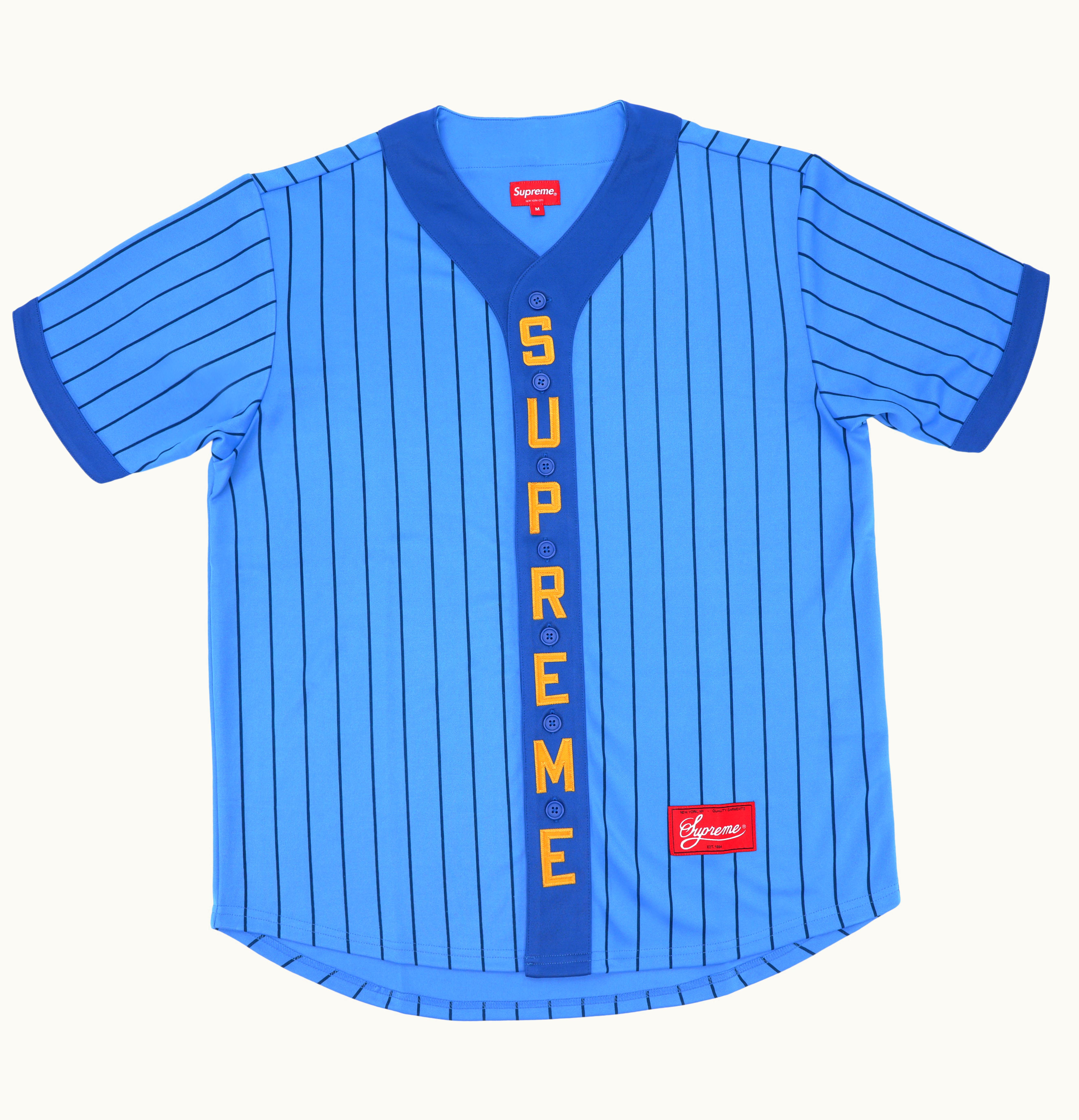 Supreme Supreme Vertical Logo Baseball Jersey Blue