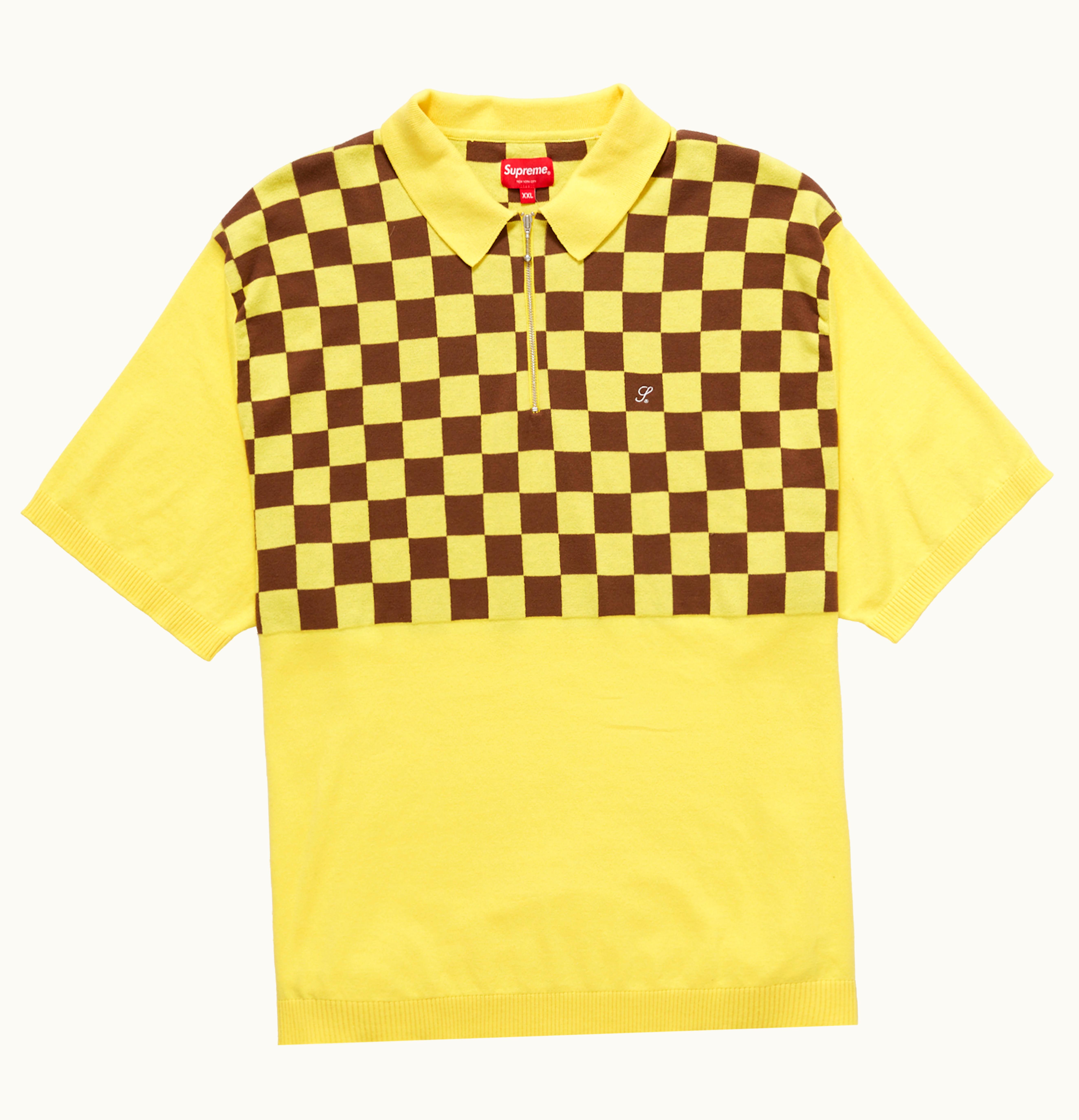 Supreme Supreme Checkerboard Zip Polo Yellow