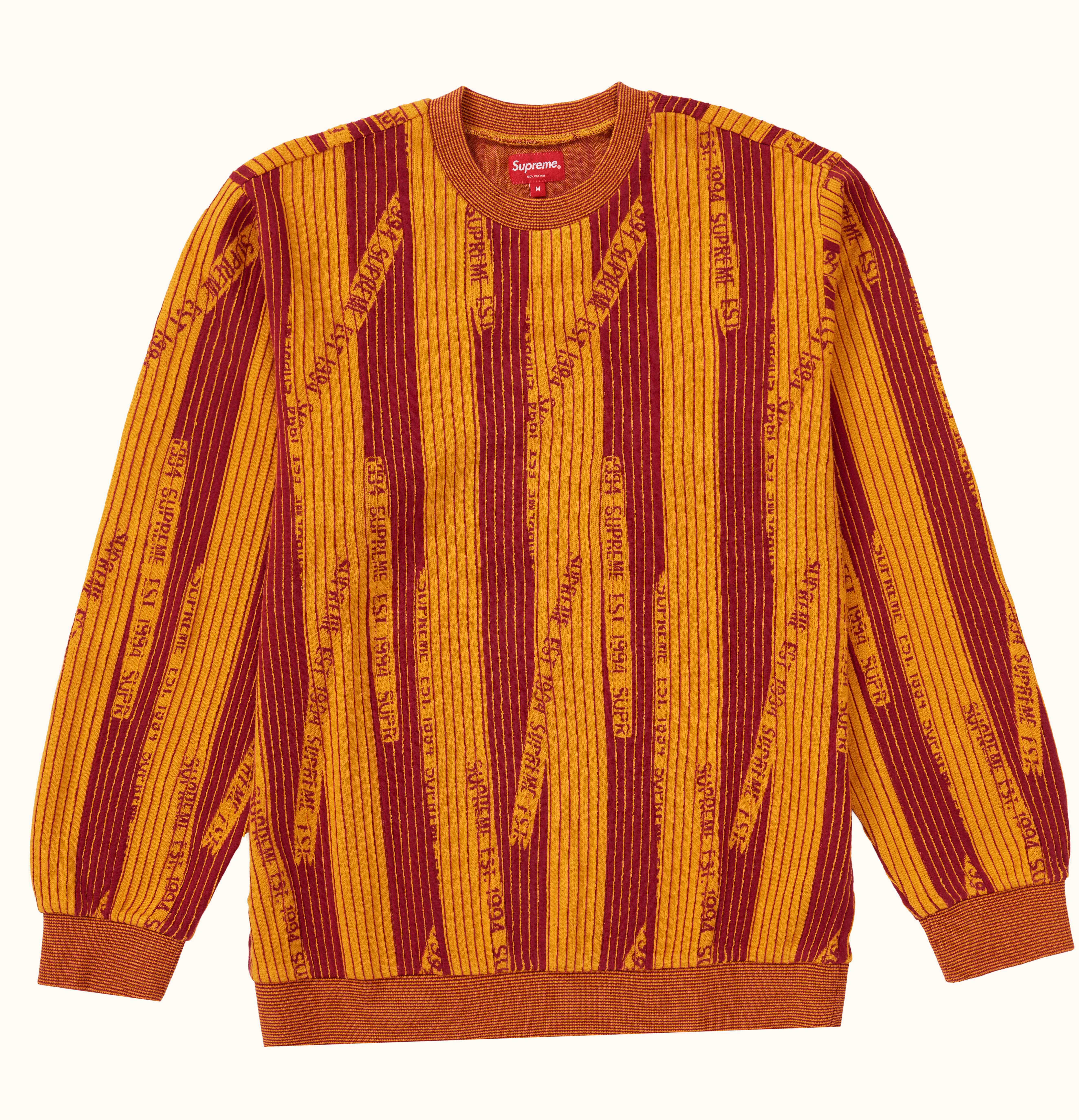 Supreme Supreme Textured Stripe Crewneck Yellow