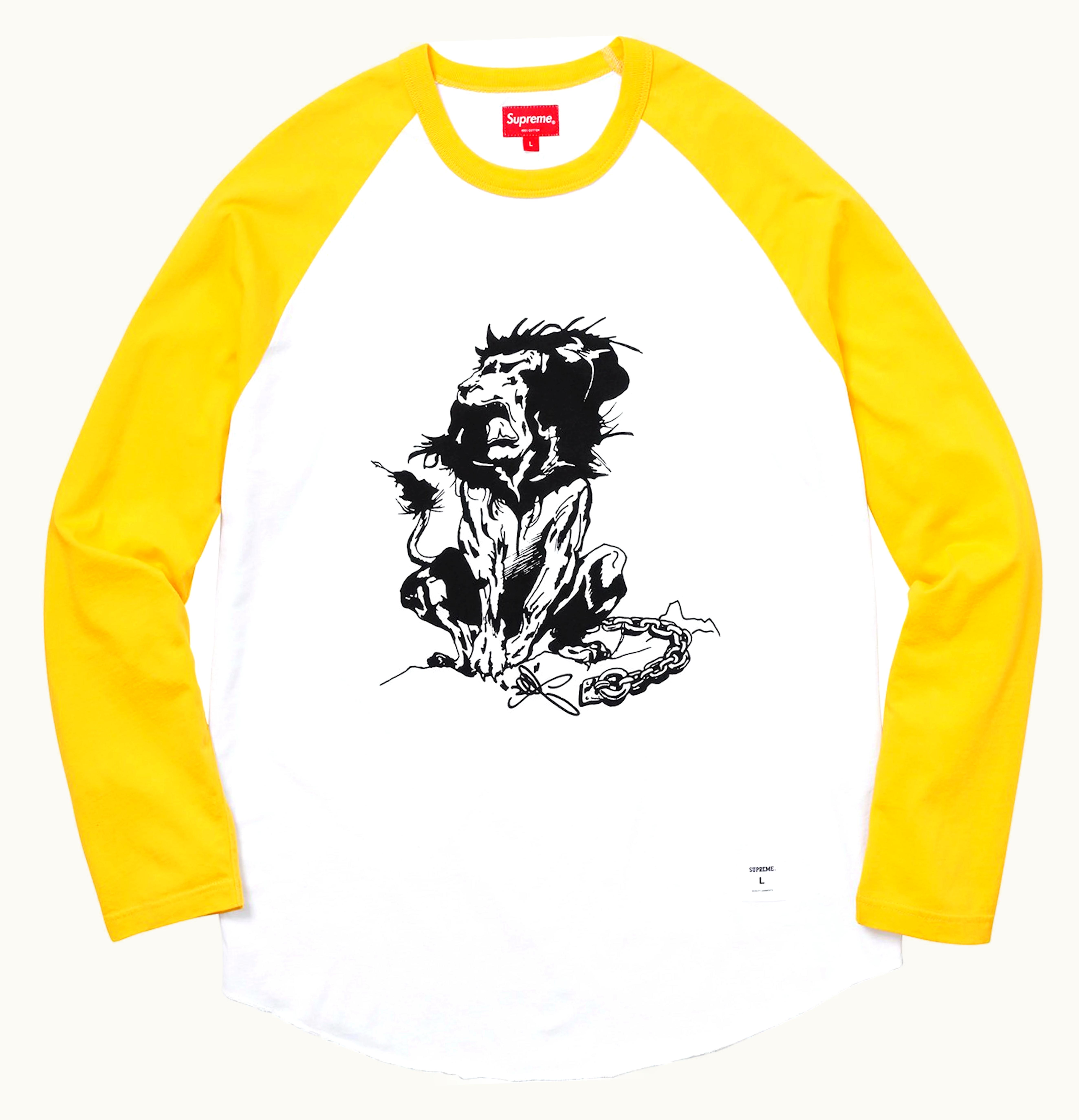 Supreme Supreme Lion Raglan Baseball Top Yellow