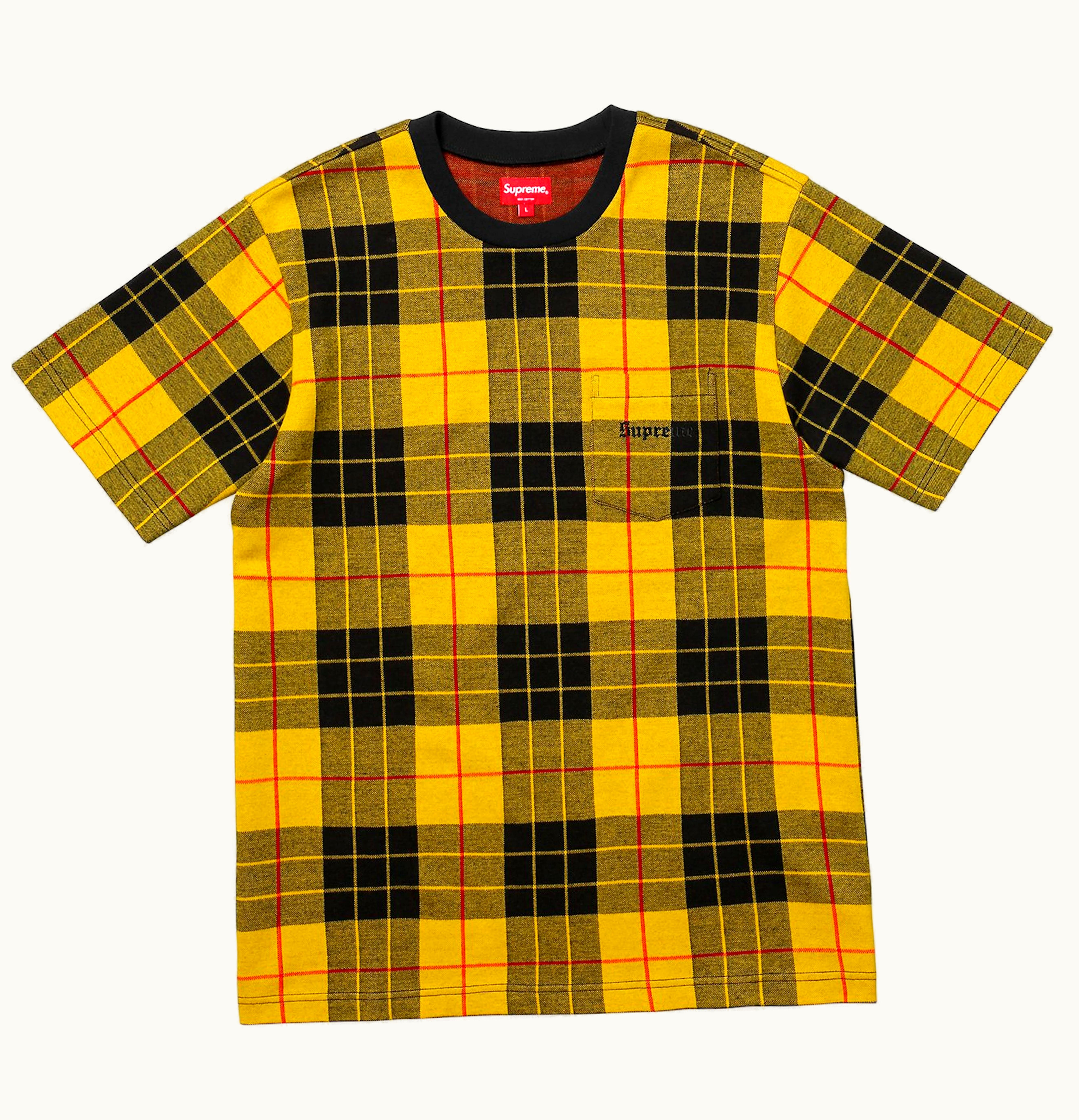 Supreme Supreme Jacquard Tartan Plaid Pocket Tee Yellow