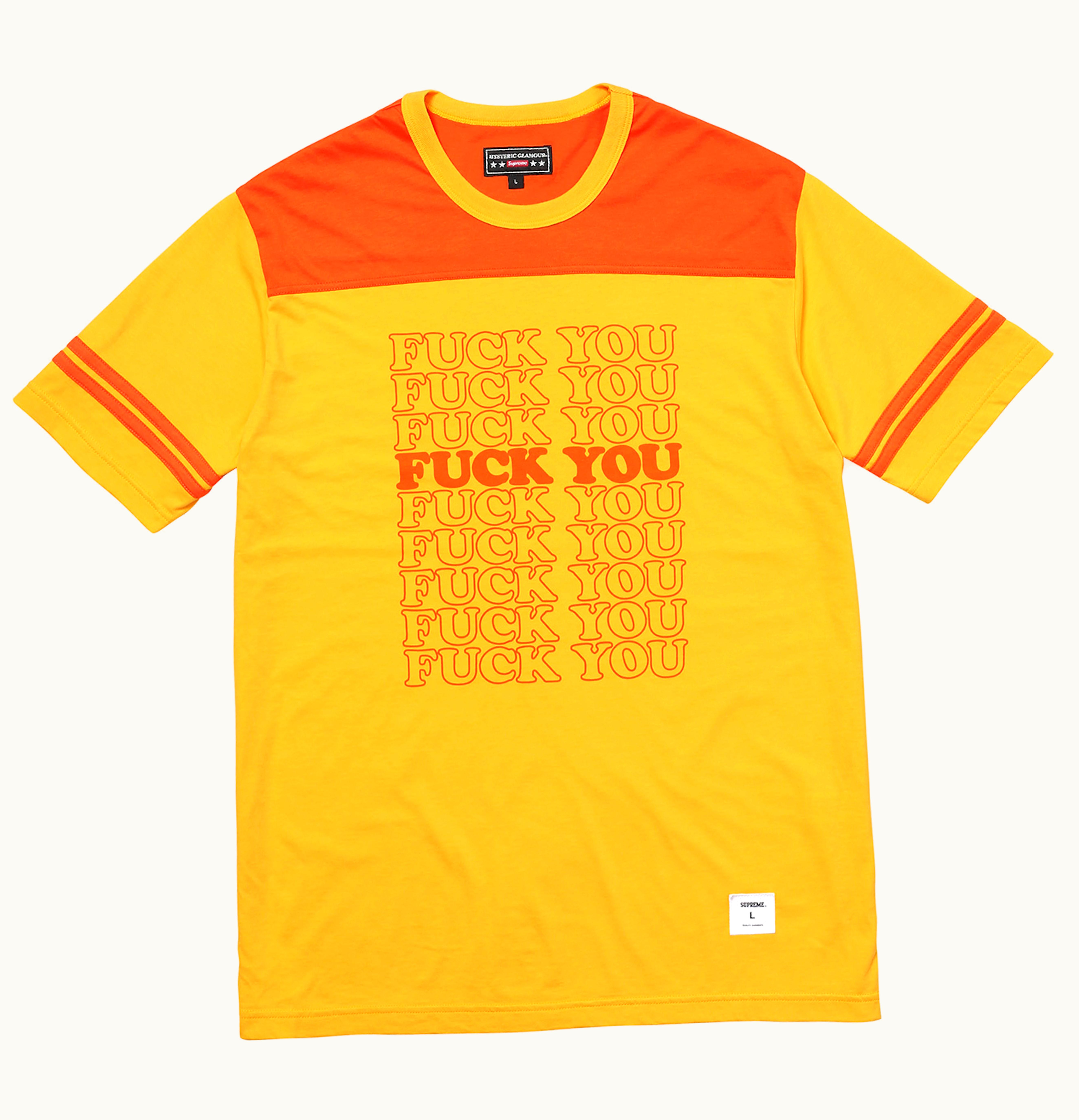 Supreme Supreme Hysteric Glamour Fuck You Football Tee Yellow
